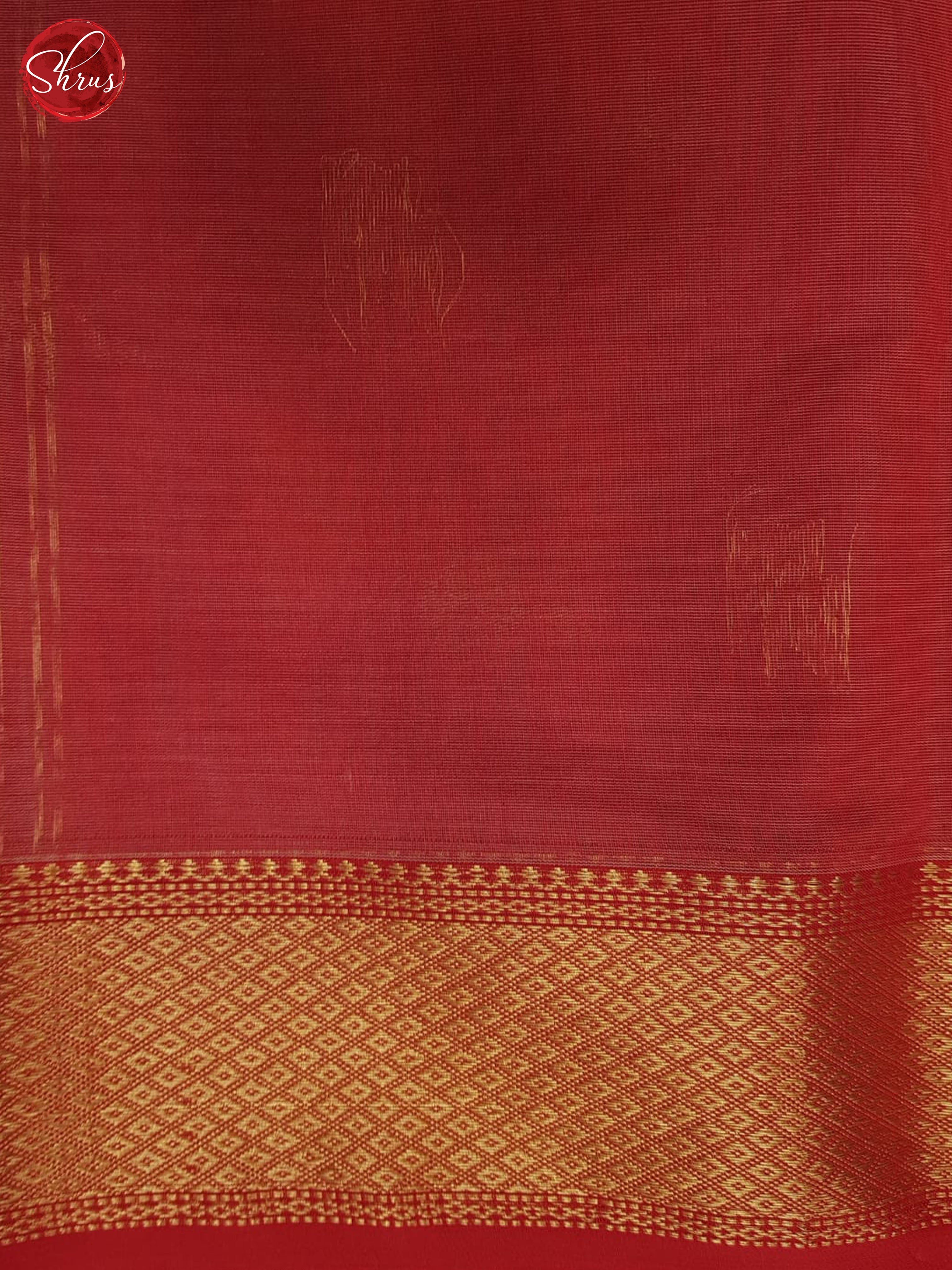 Cream & Red  - Maheshwari silkcotton Saree - Shop on ShrusEternity.com