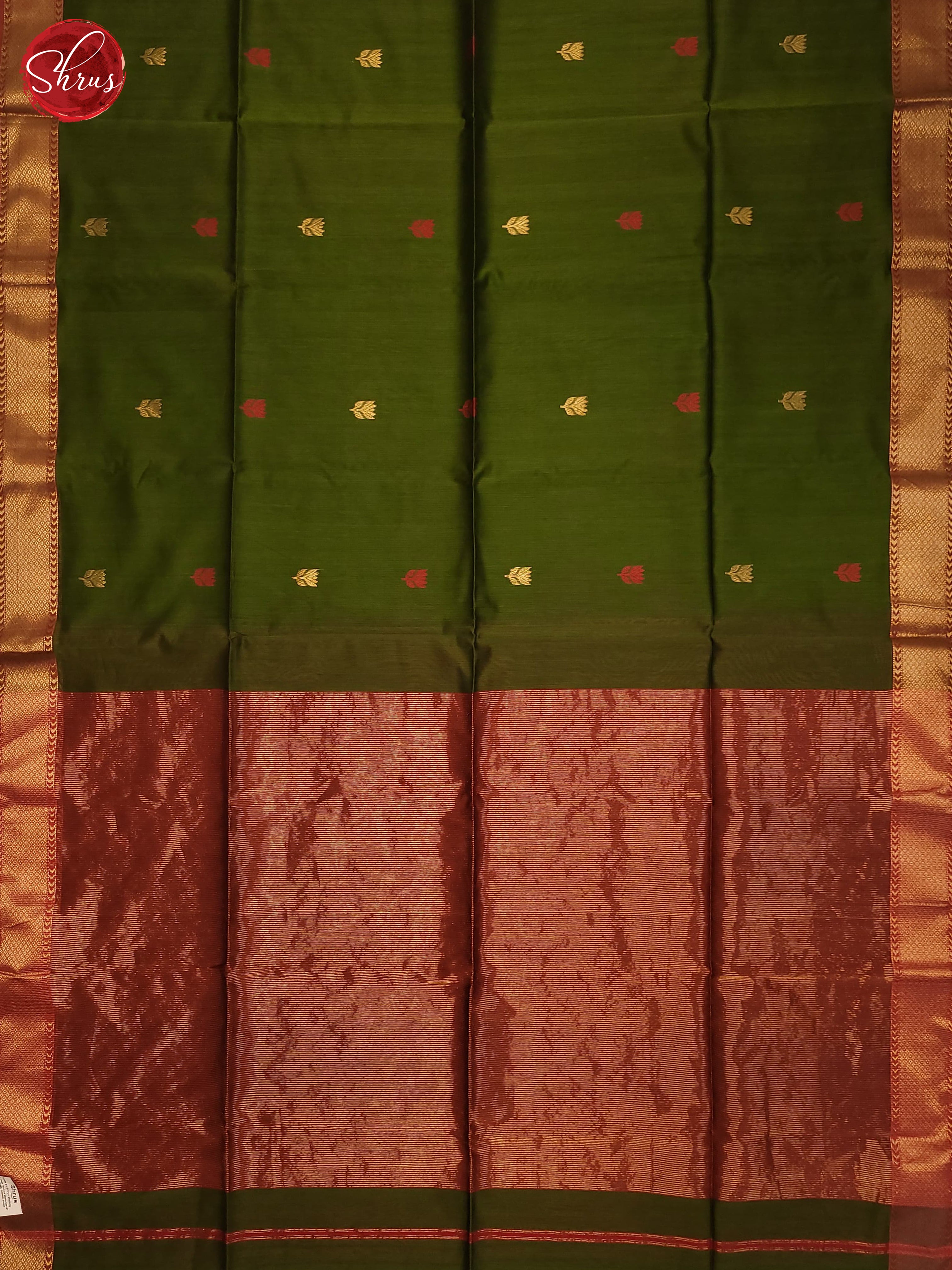 Green & Red - Maheshwari silkcotton Saree - Shop on ShrusEternity.com