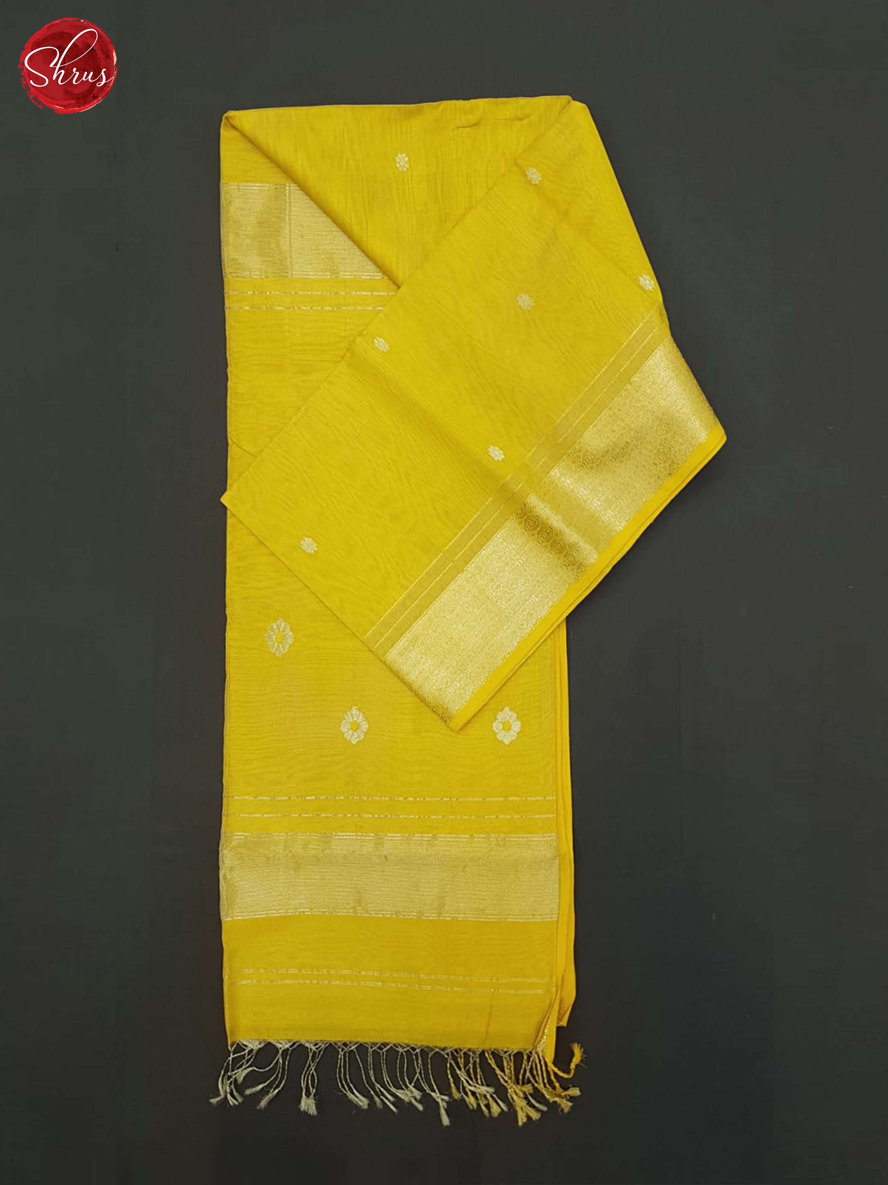 Yellow(Single TonE)- Maheshwari silkcotton Saree - Shop on ShrusEternity.com