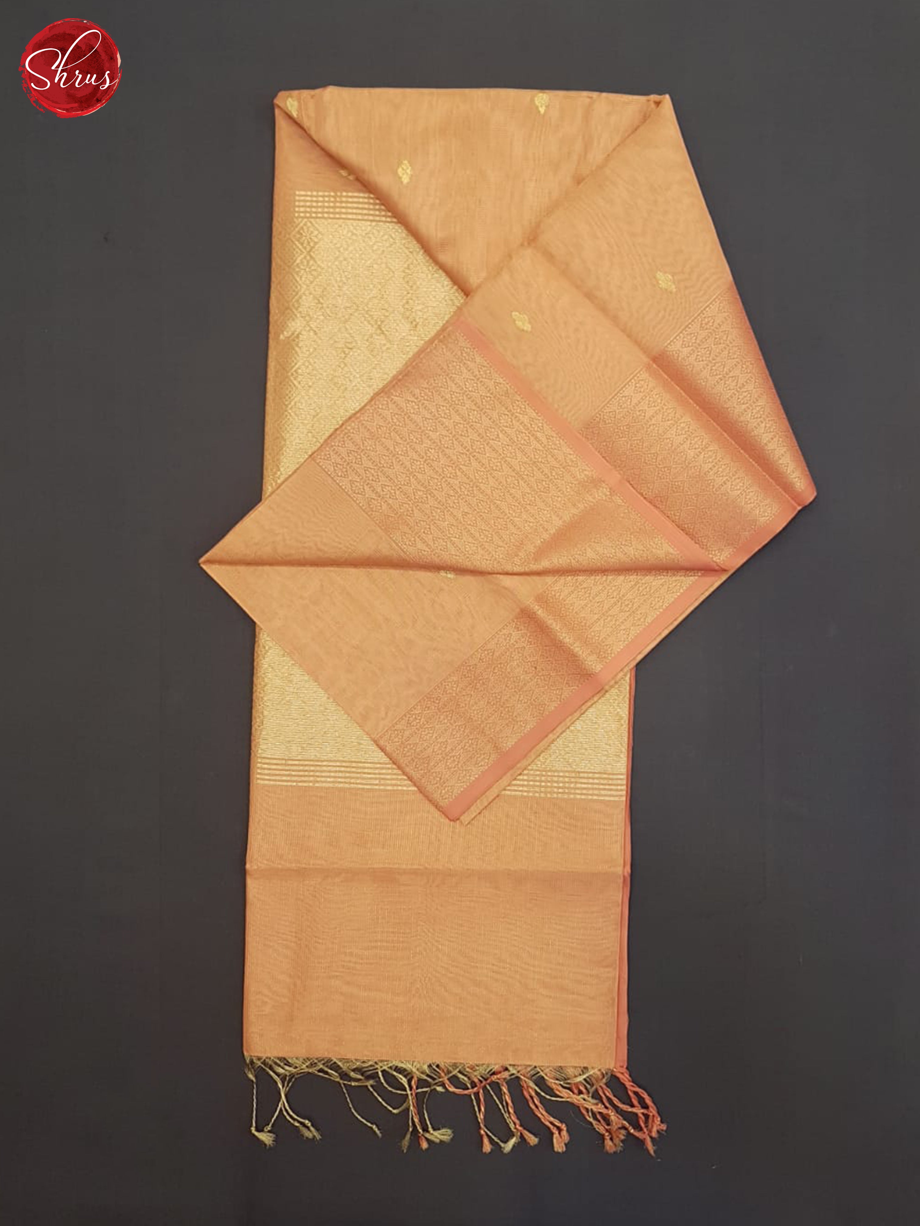 Peachish Pink(Single Tone)- Maheshwari Silk Cotton Saree - Shop on ShrusEternity.com