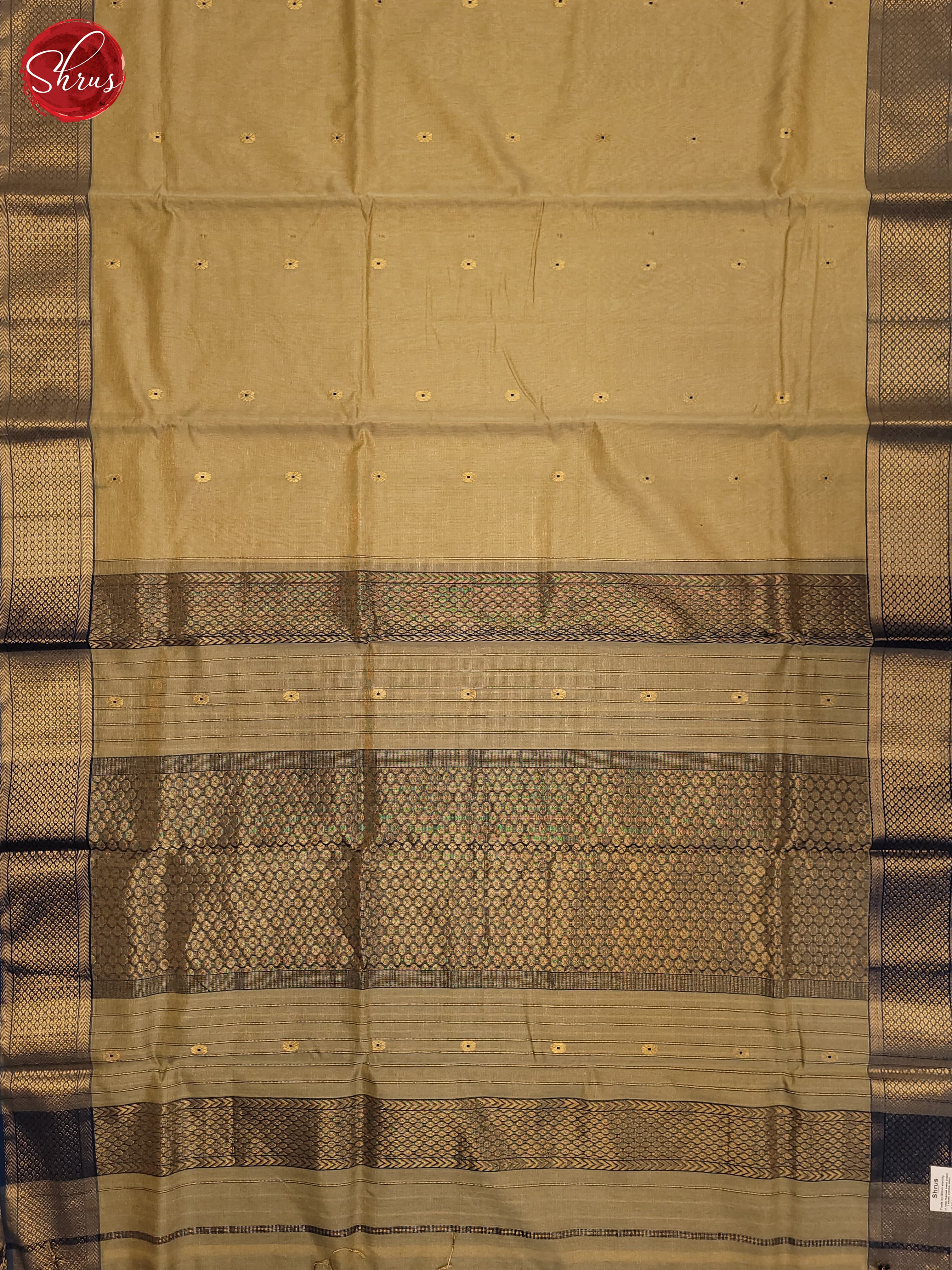 Beige & Blue - Maheshwari silkcotton Saree - Shop on ShrusEternity.com