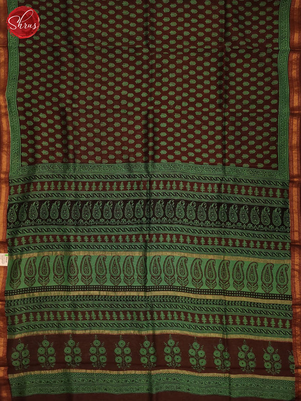 Brown and Green- Maheshwari Silk Cotton - Shop on ShrusEternity.com