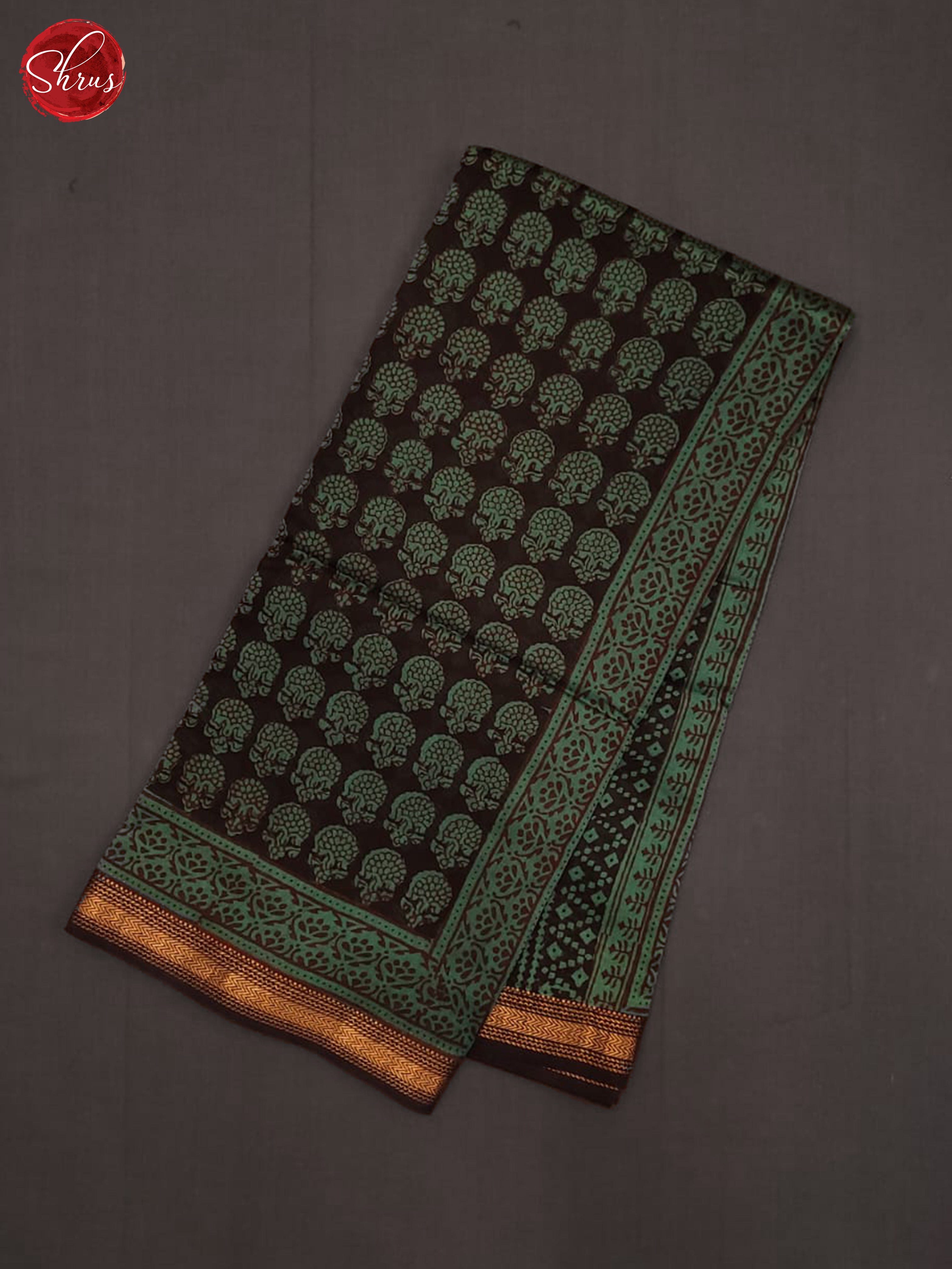 Green and Black- Maheswari Silk Cotton Saree - Shop on ShrusEternity.com