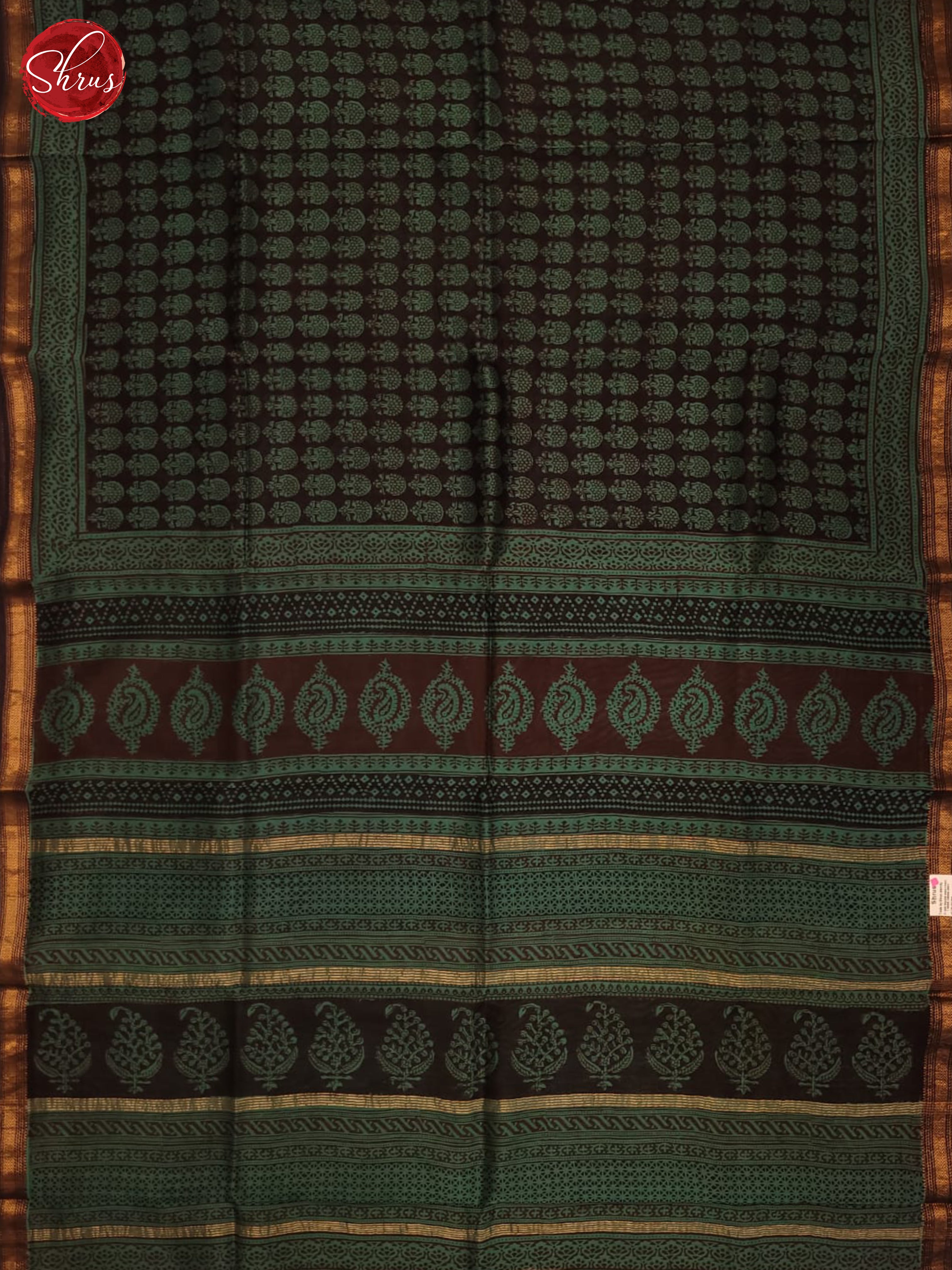 Green and Black- Maheswari Silk Cotton Saree - Shop on ShrusEternity.com