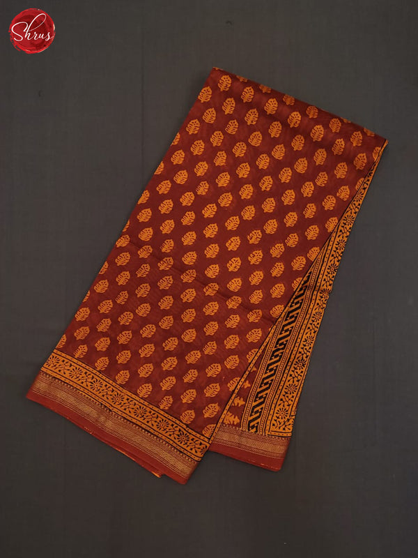 Maroon and Orange- Maheshwari Silk Cotton  Saree - Shop on ShrusEternity.com