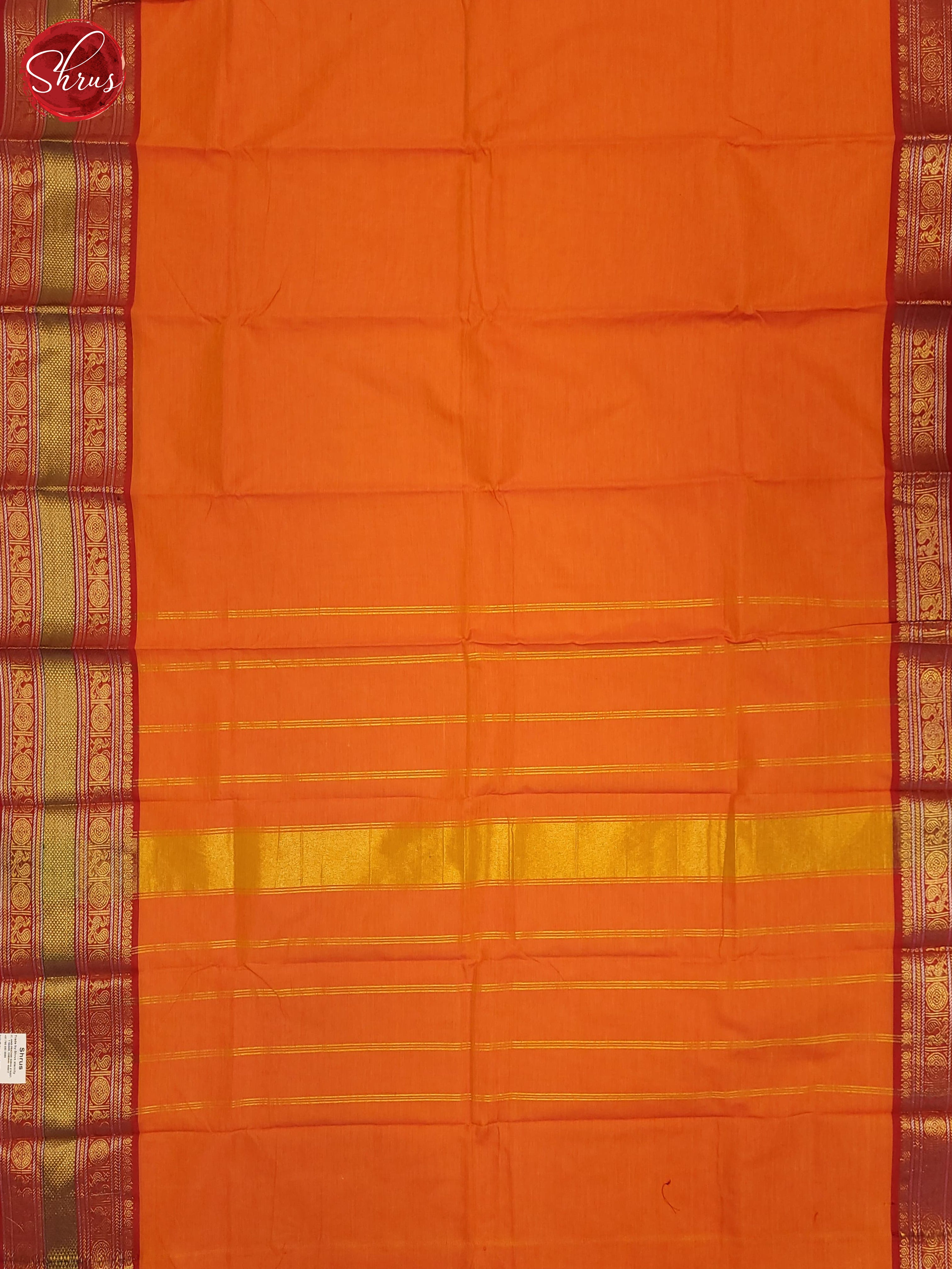 Orange & Pink- Silkcotton-halfpure Saree - Shop on ShrusEternity.com