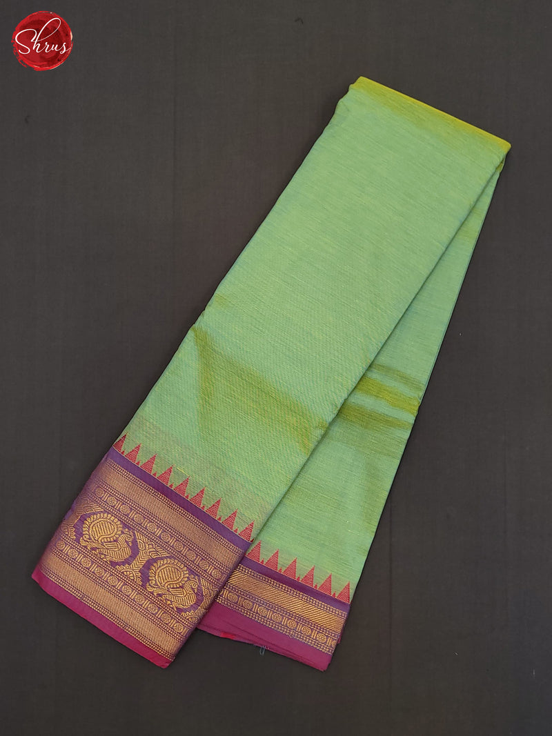 Green & Pink - Silkcotton-halfpure Saree - Shop on ShrusEternity.com