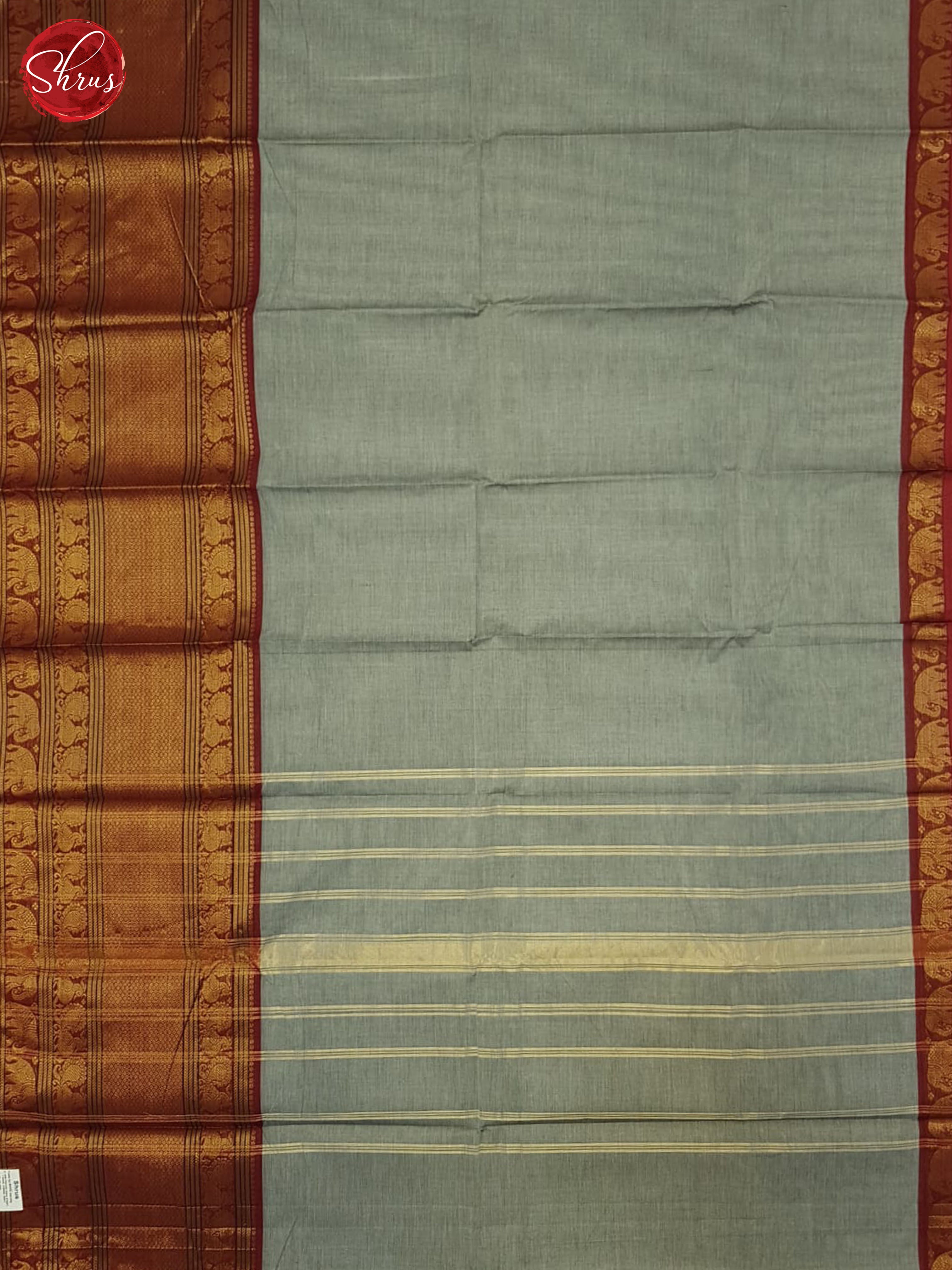 Grey & Maroon - Chettinad Cotton Saree - Shop on ShrusEternity.com