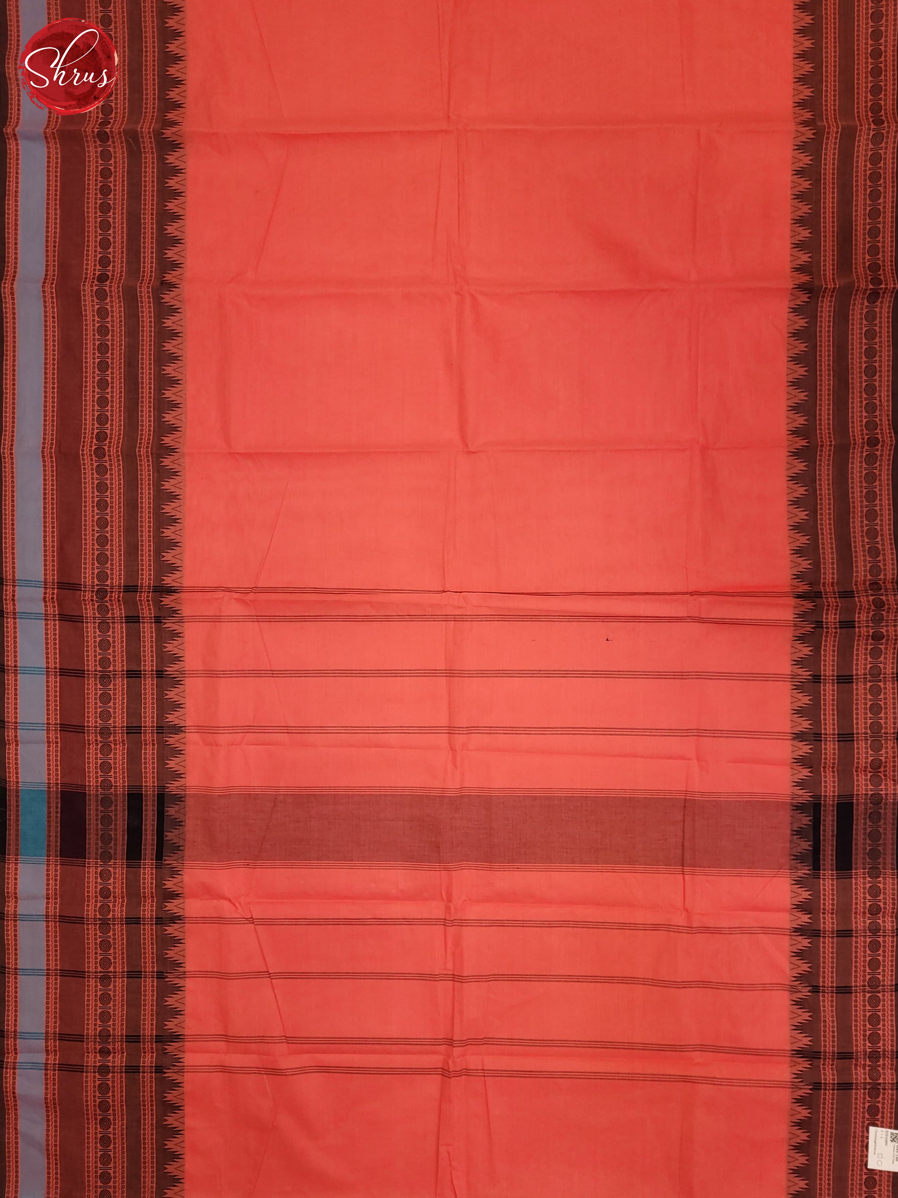 Peachish Pink & Brown - Chettinad Cotton Saree - Shop on ShrusEternity.com