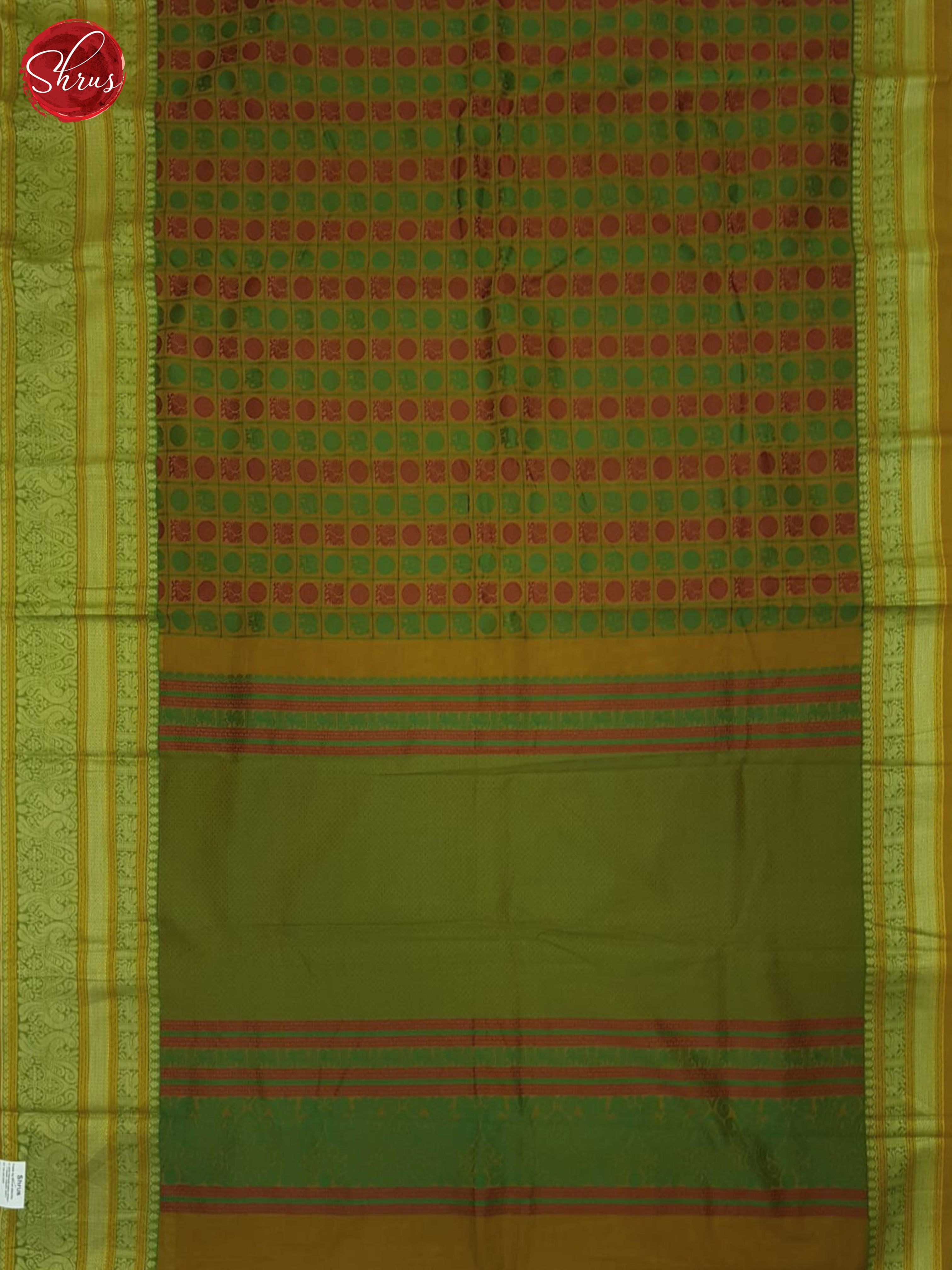 Mustard And Green- Kanchi Cotton Saree - Shop on ShrusEternity.com