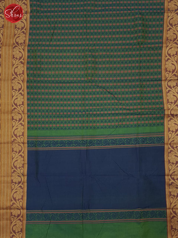 Green &  Blue- Kanchi Cotton Saree - Shop on ShrusEternity.com