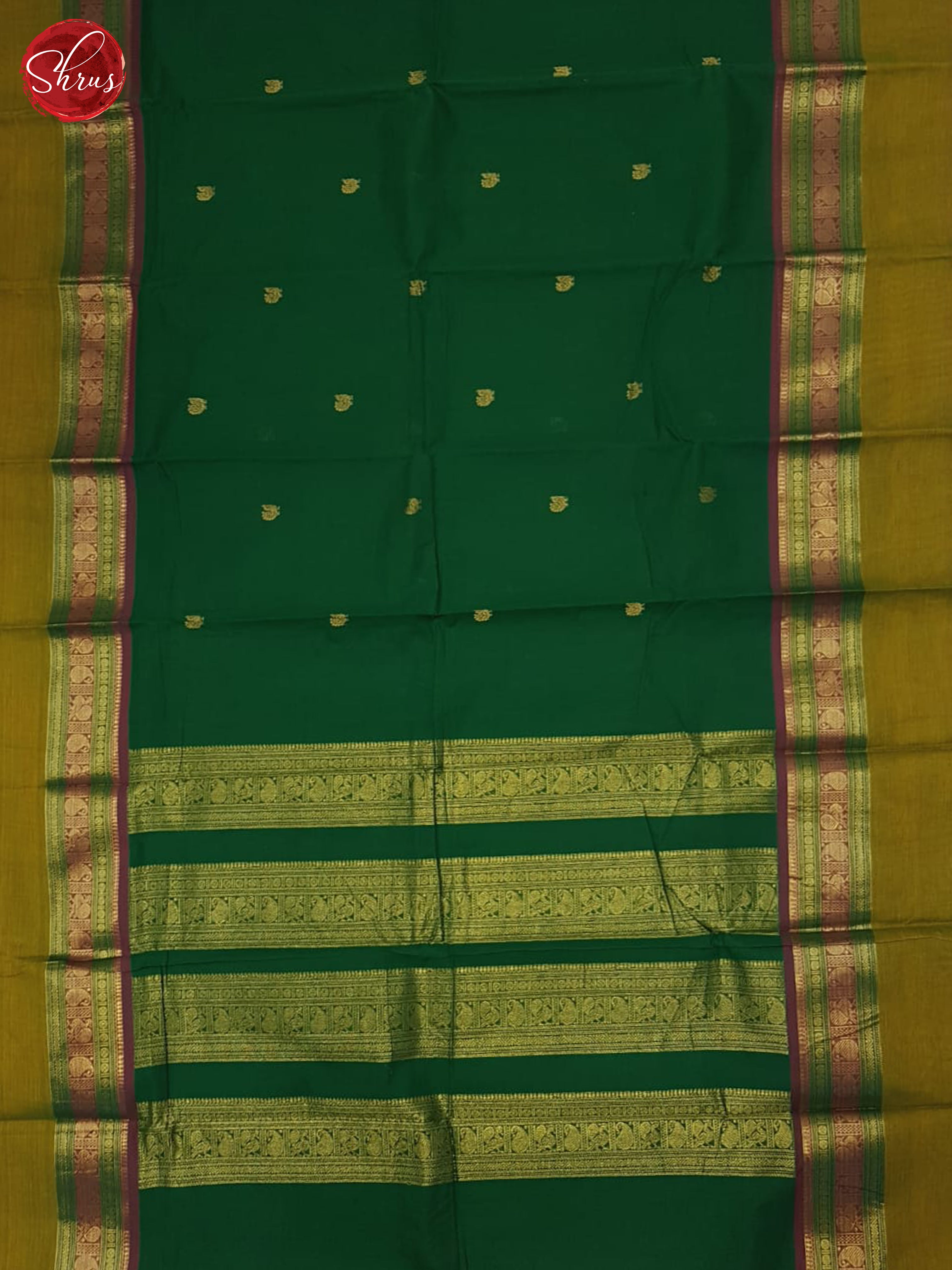 Green & Mehandi - Kanchi Cotton Saree - Shop on ShrusEternity.com