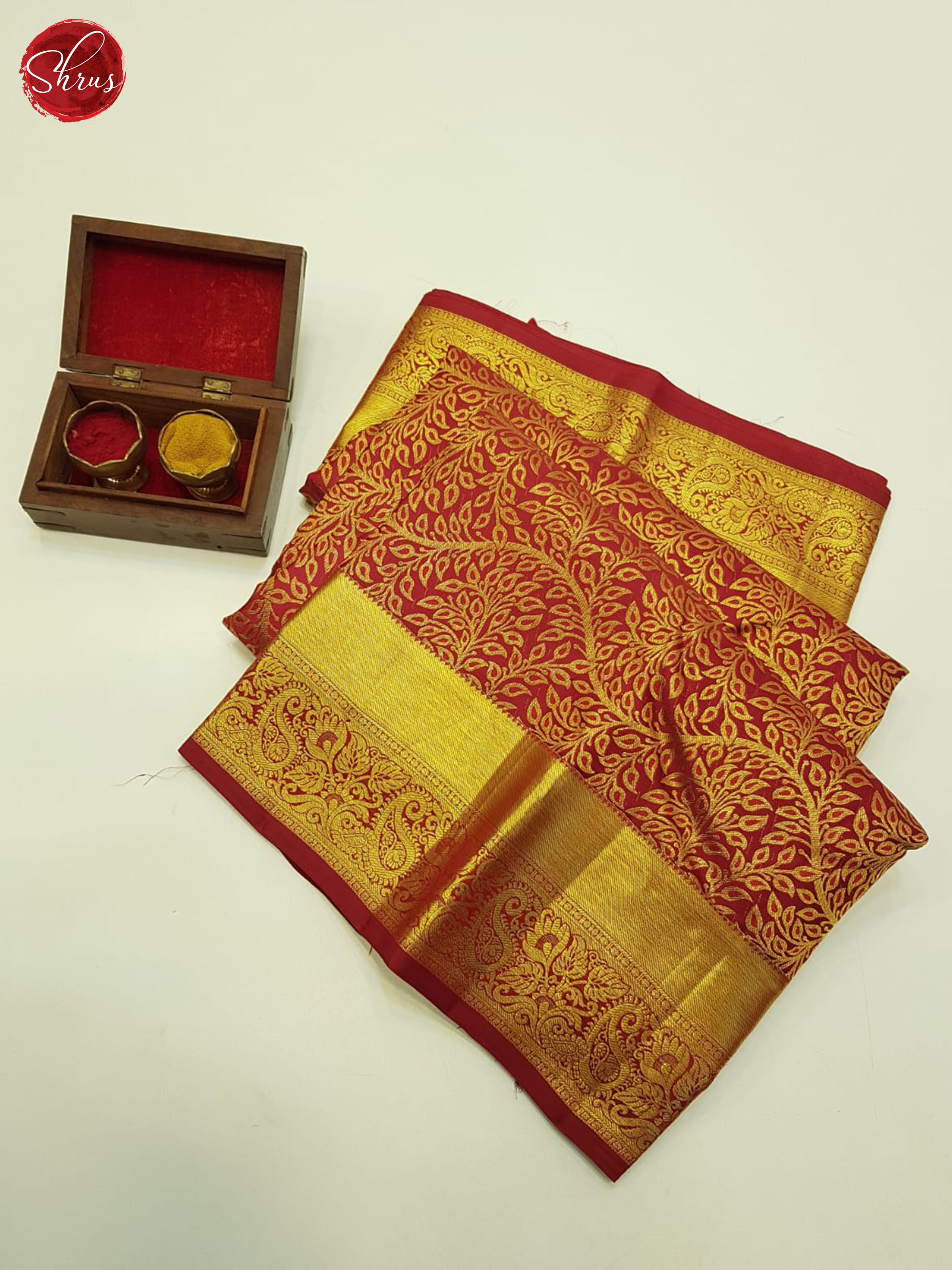 Arakku Maroon(single tone)-Kanchipuram Silk Saree - Shop on ShrusEternity.com