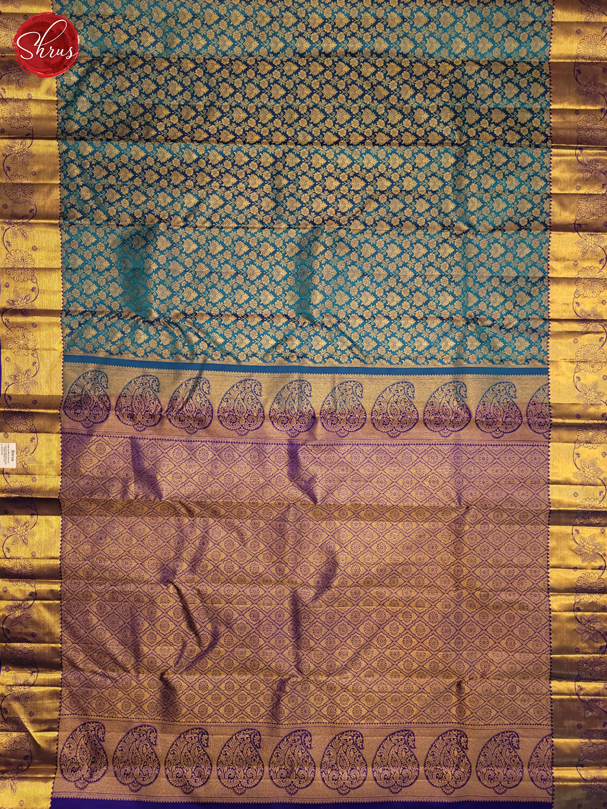 Blue & Violet - Kanchipuram Silk Saree - Shop on ShrusEternity.com