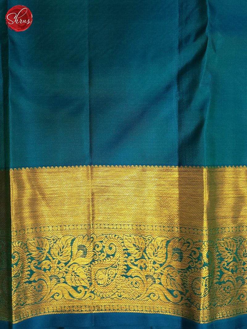 Pure kanjivaram silk saree yellow and peacock blue with zari woven but –  Cherrypick