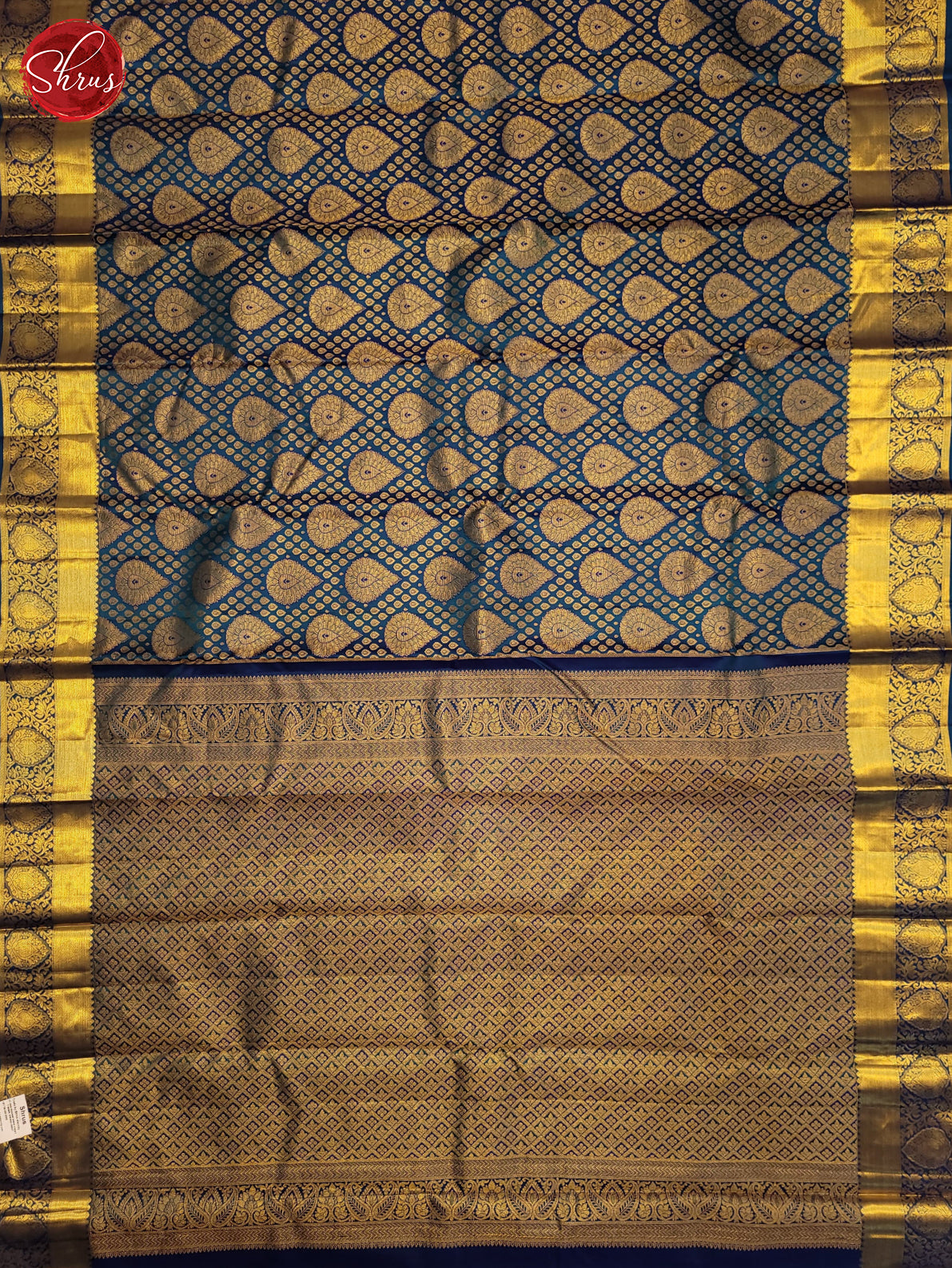 Peacock Blue(Single Tone)- Kanchipuram Silk Saree - Shop on ShrusEternity.com