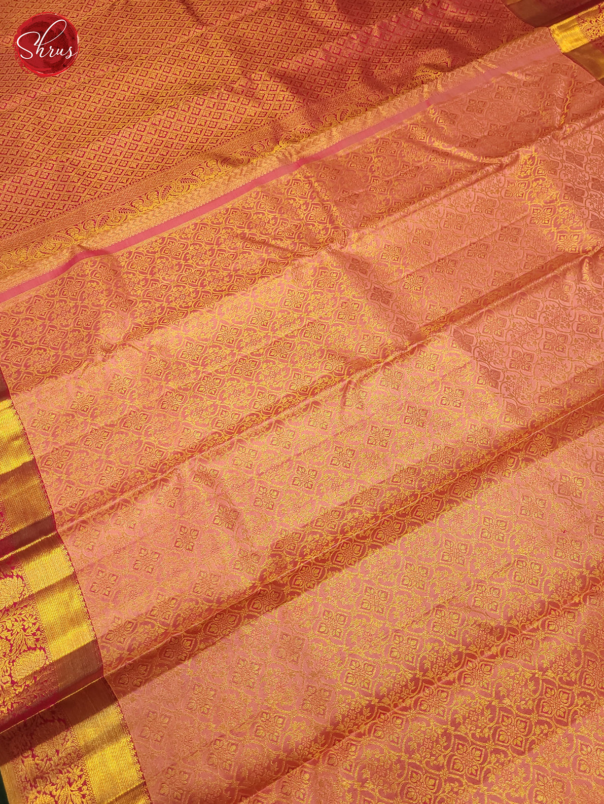 Peachish Pink & Pink - Kanchipuram Silk Saree - Shop on ShrusEternity.com