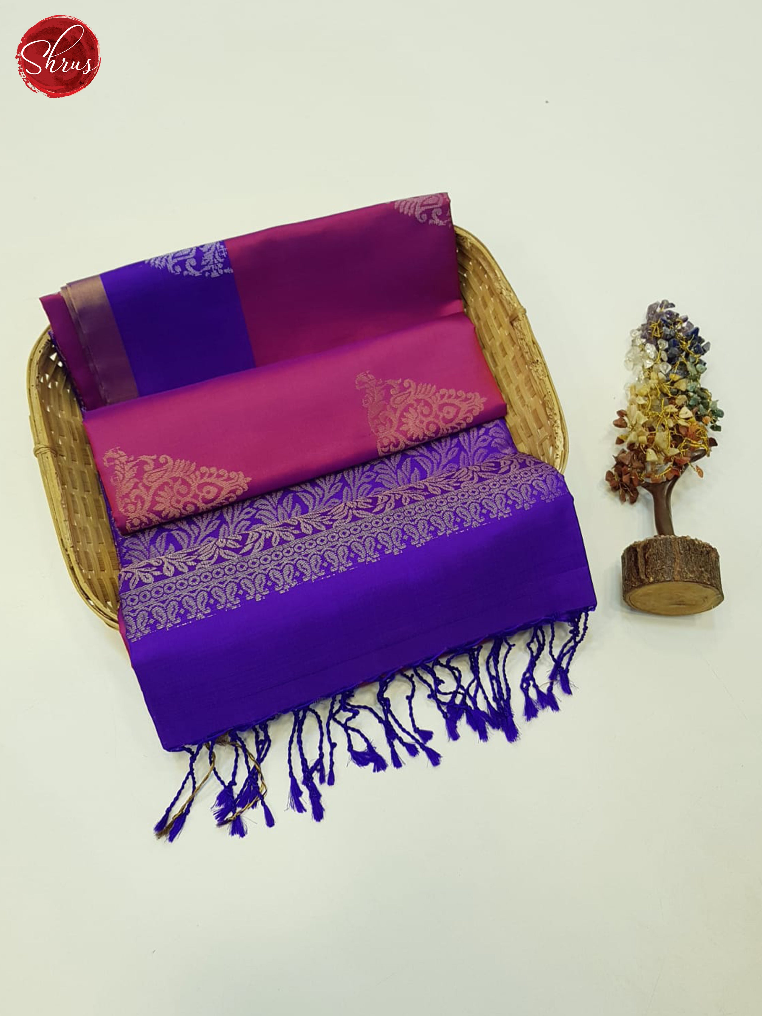 Majenta Pink & bLue - Soft Silk Saree - Shop on ShrusEternity.com