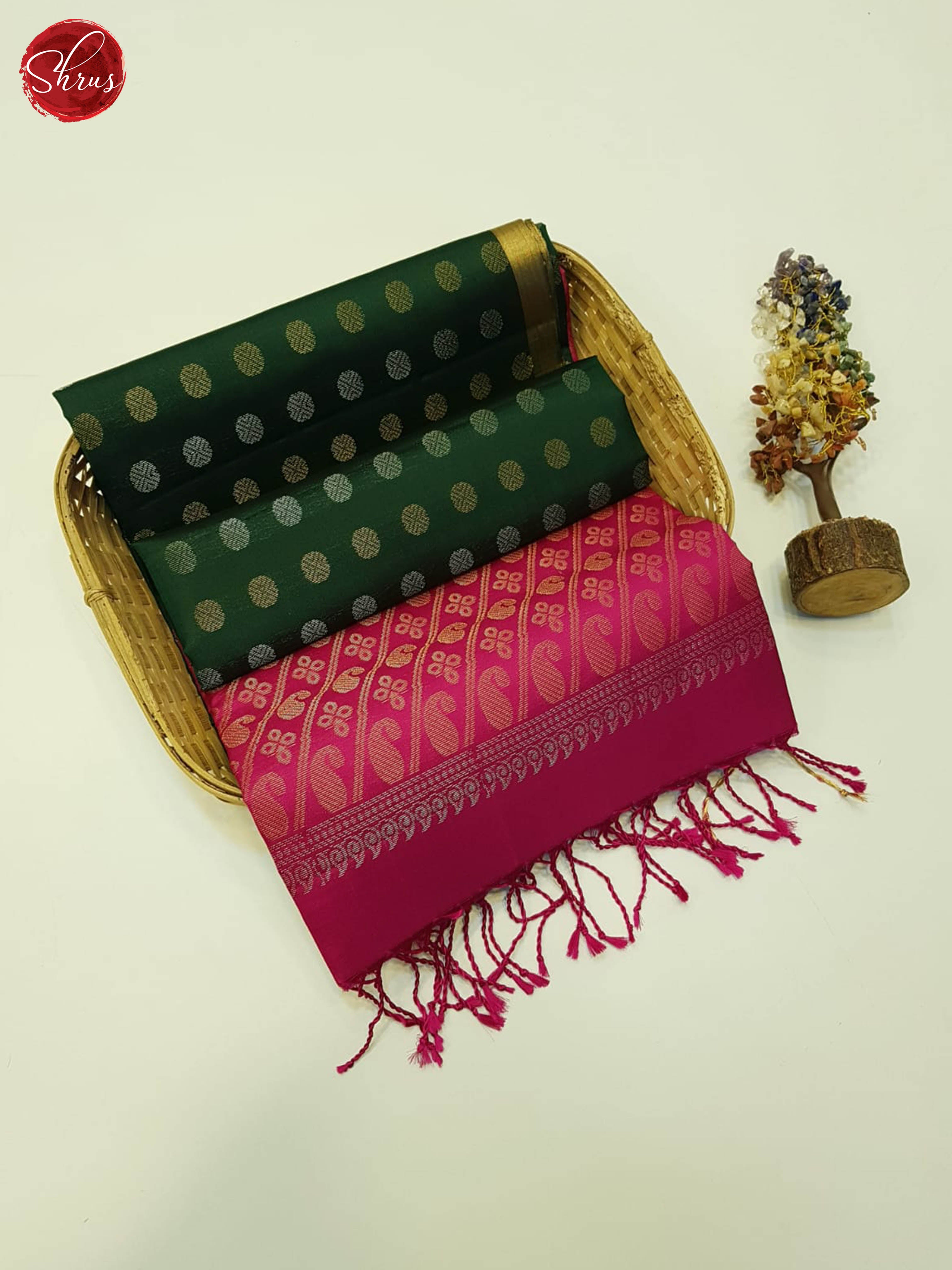 Green & Pink - Soft silk Saree - Shop on ShrusEternity.com