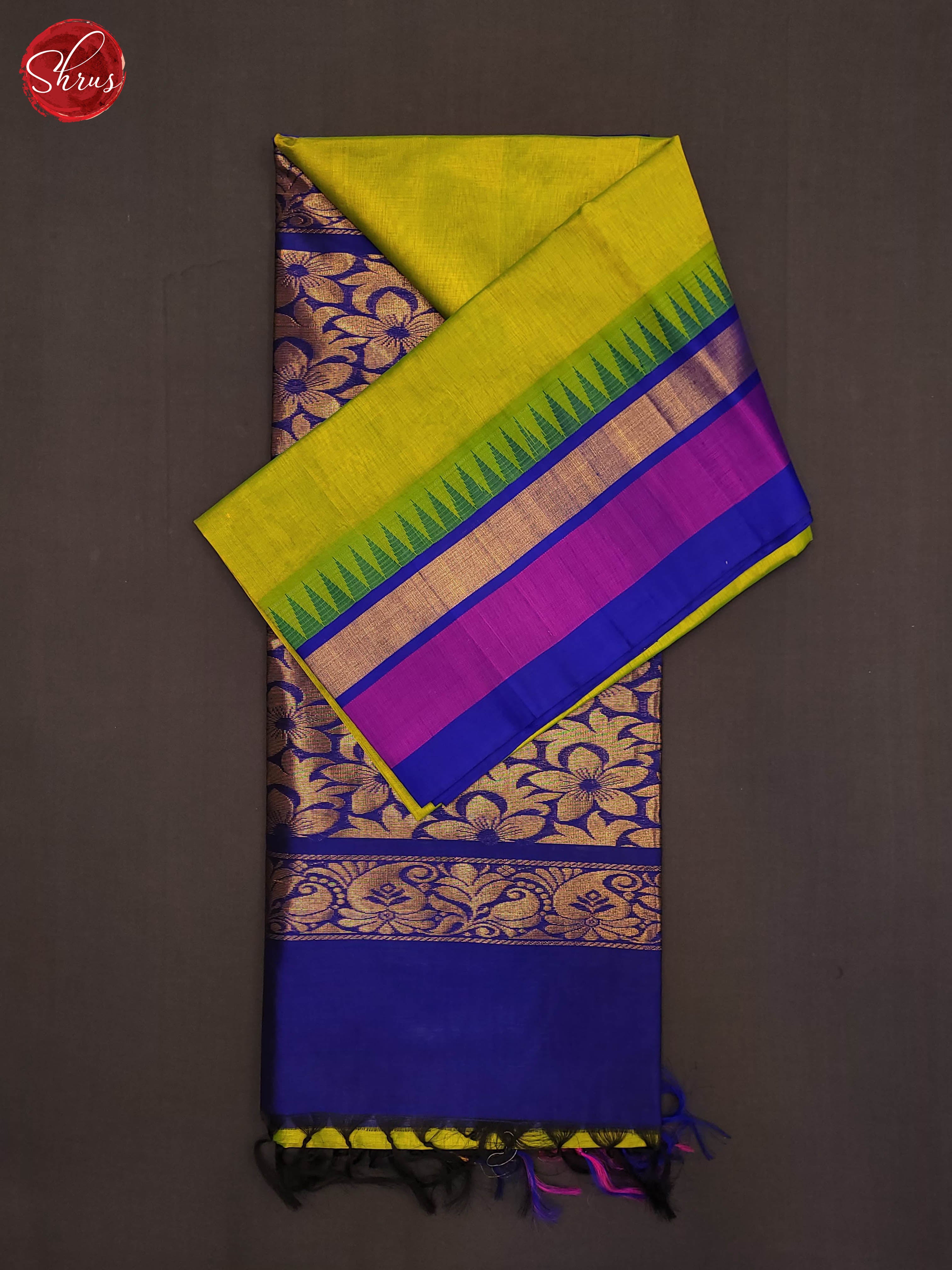 Green and Blue-Silk cotton saree - Shop on ShrusEternity.com