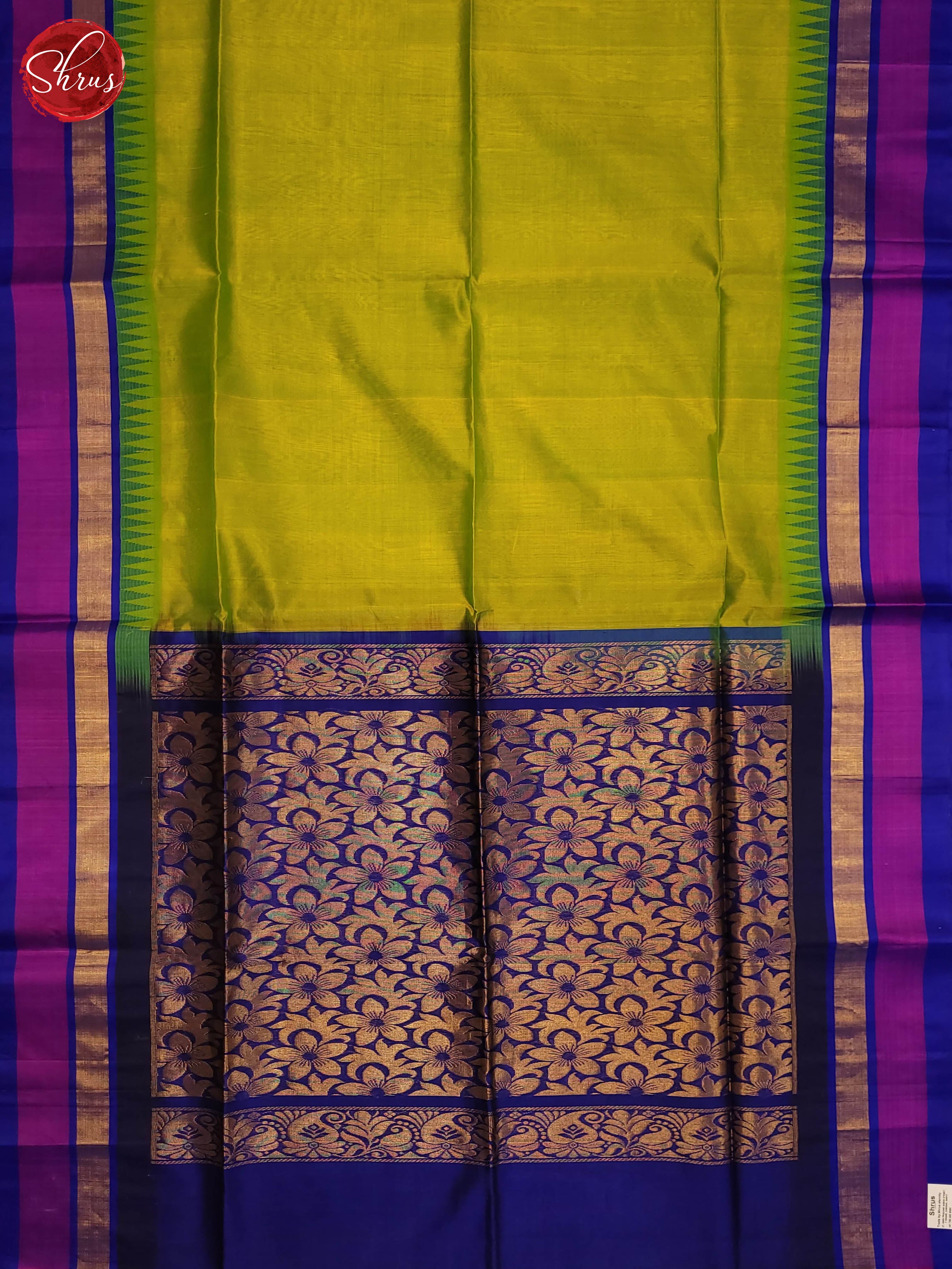 Green and Blue-Silk cotton saree - Shop on ShrusEternity.com