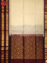 Cream & Brown - Silk Cotton Saree - Shop on ShrusEternity.com