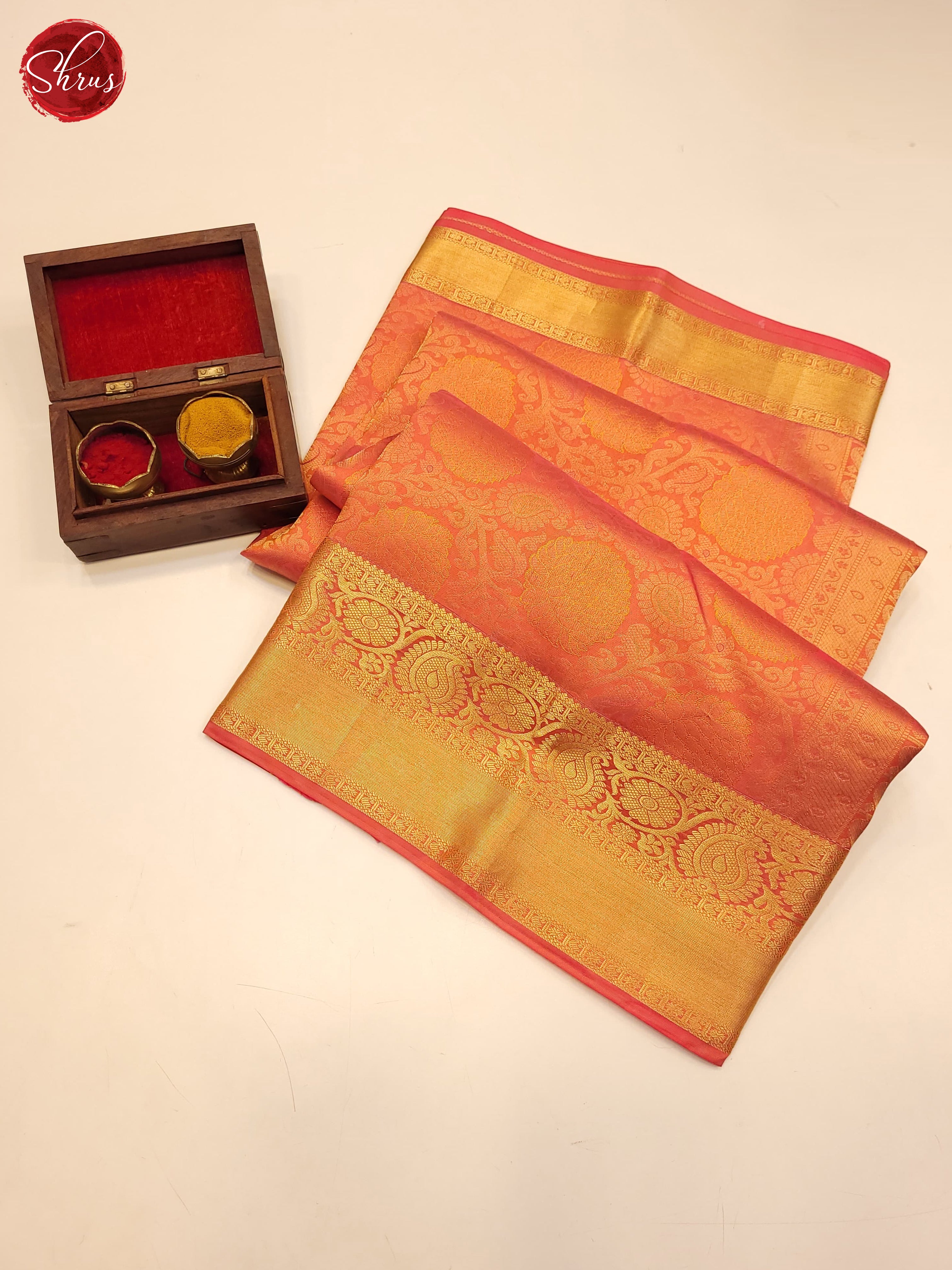 Peach(single tone)-Kanchipuram Silk saree - Shop on ShrusEternity.com