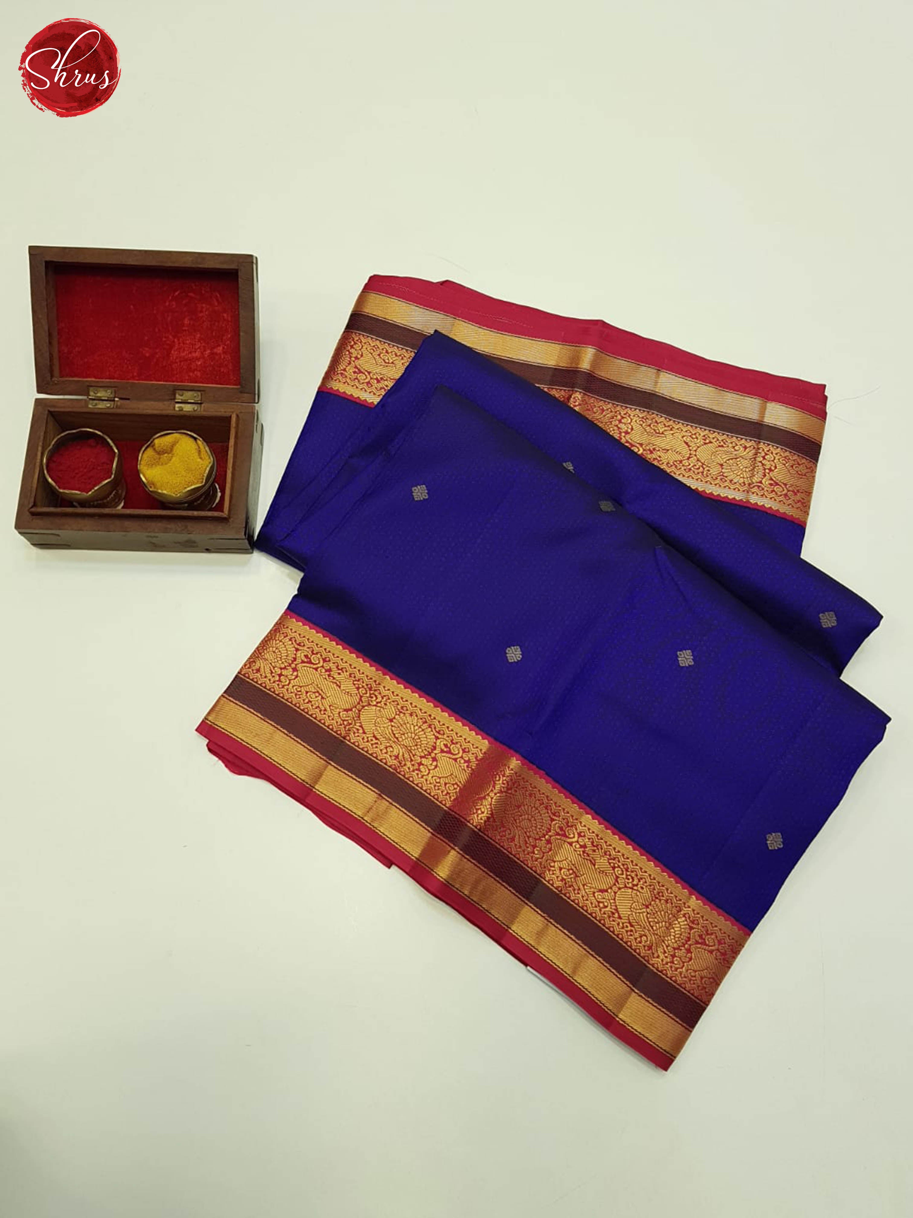 Blue And Pink-Kanchipuram Silk Saree - Shop on ShrusEternity.com