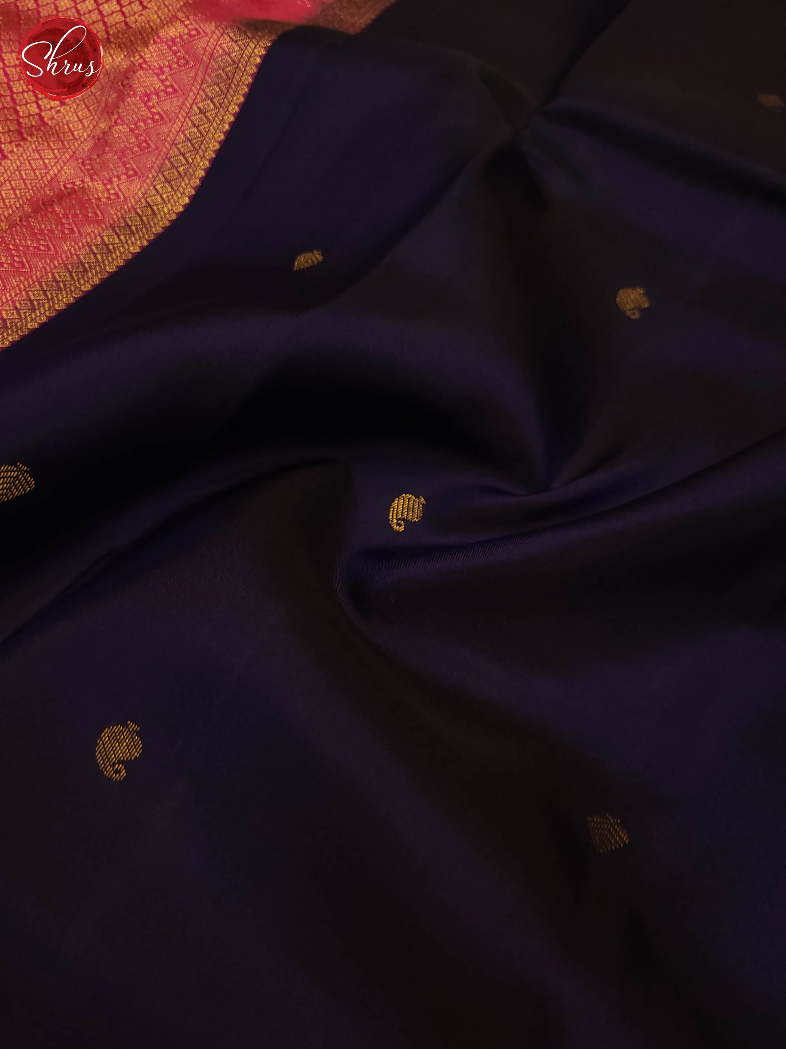 Navy Blue and pink-Kanchipuram Silk Saree - Shop on ShrusEternity.com