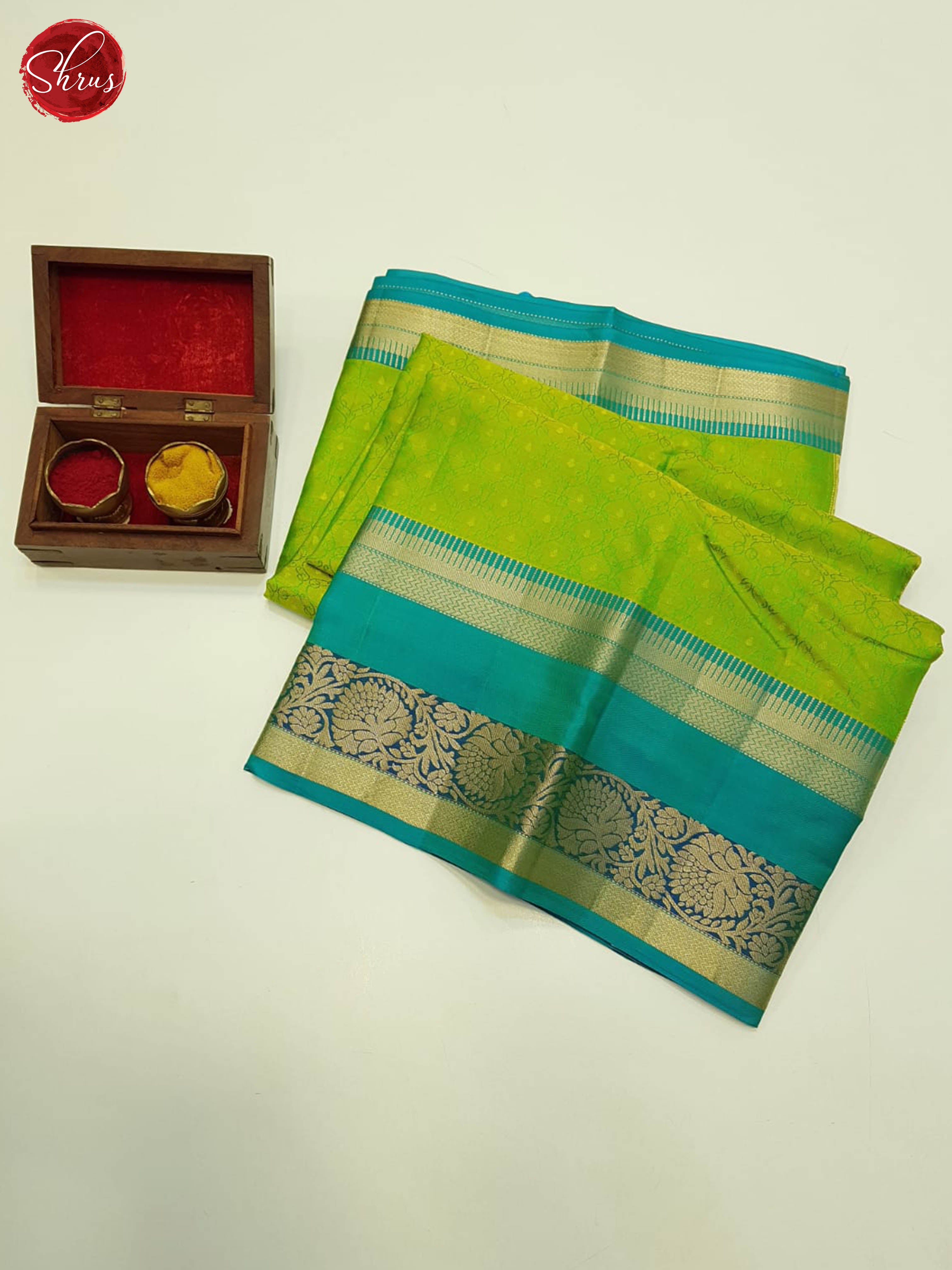 Green And Blue-Kanchipuram Silk Saree - Shop on ShrusEternity.com