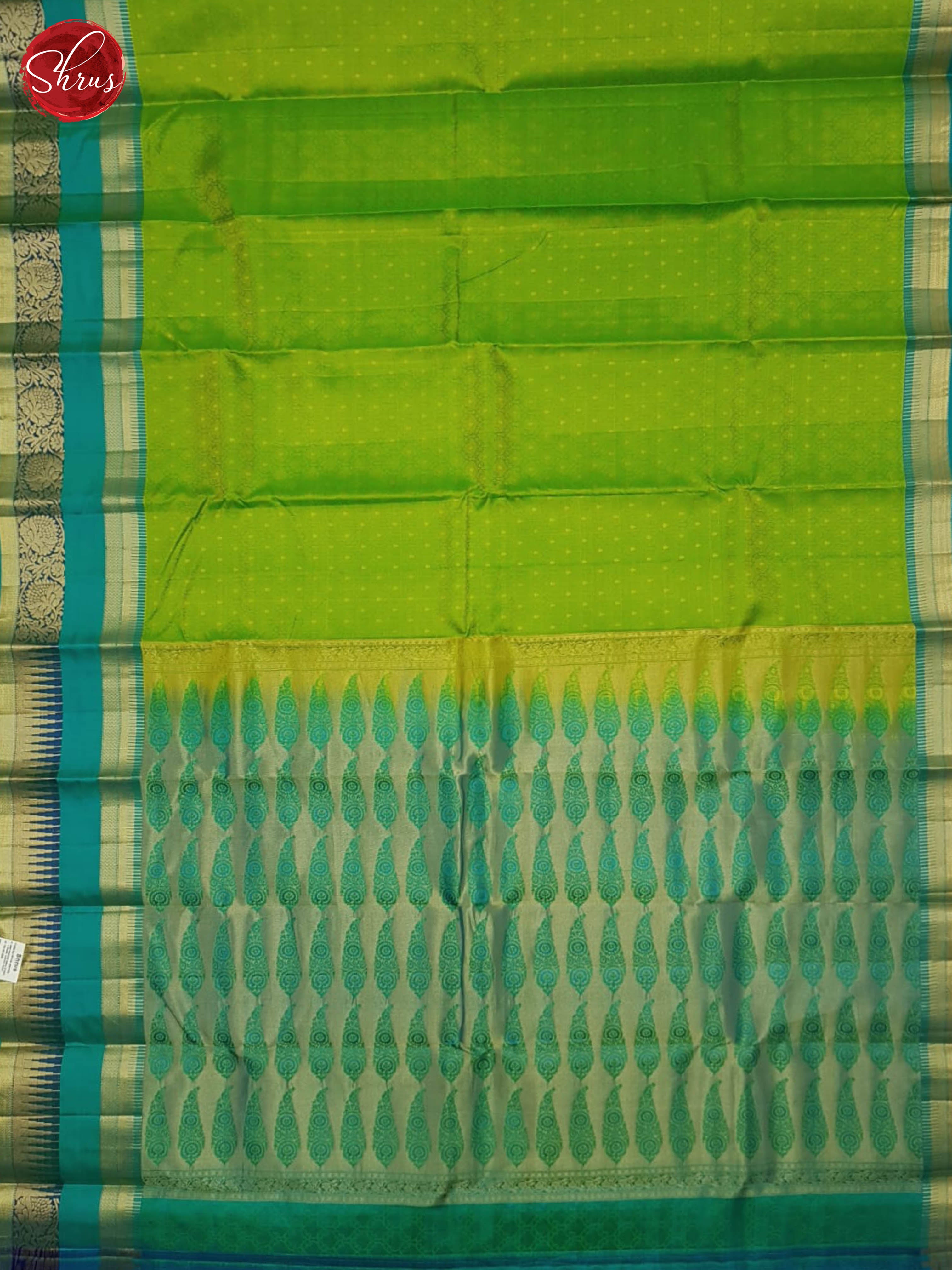 Green And Blue-Kanchipuram Silk Saree - Shop on ShrusEternity.com