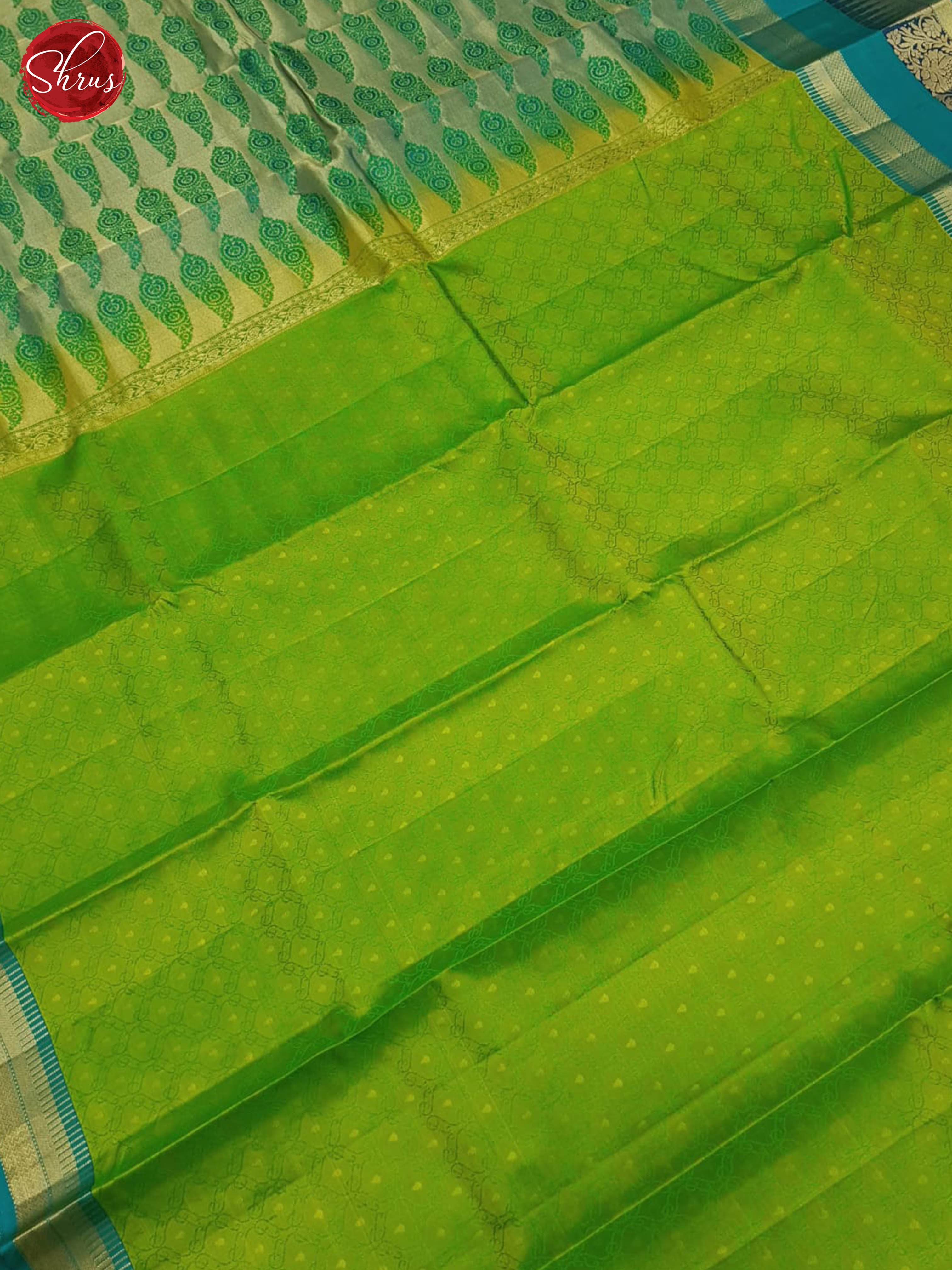 Green And Blue-Kanchipuram Silk Saree - Shop on ShrusEternity.com