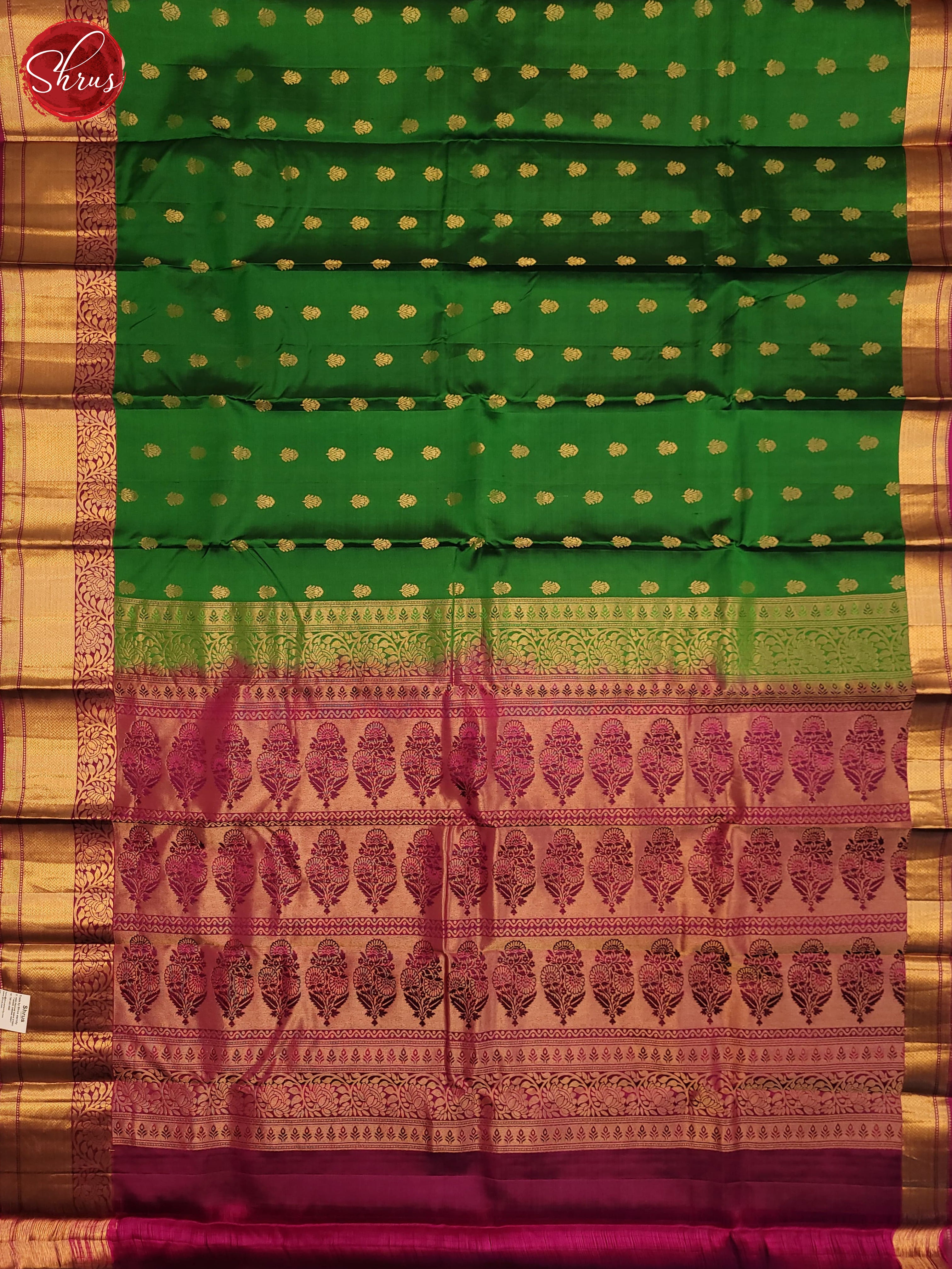 Green and wine-Kanchipiram silk saree - Shop on ShrusEternity.com