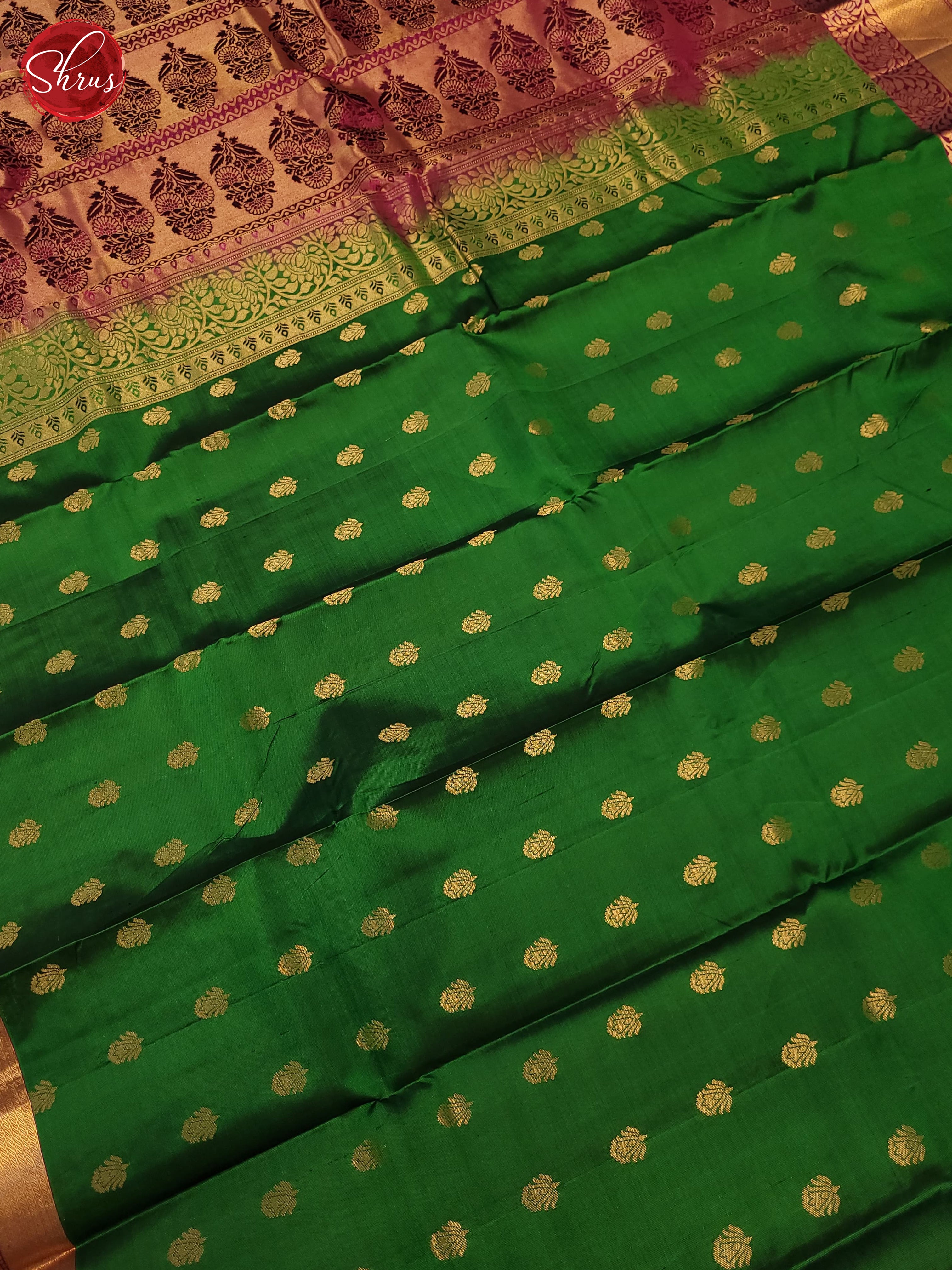 Green and wine-Kanchipiram silk saree - Shop on ShrusEternity.com