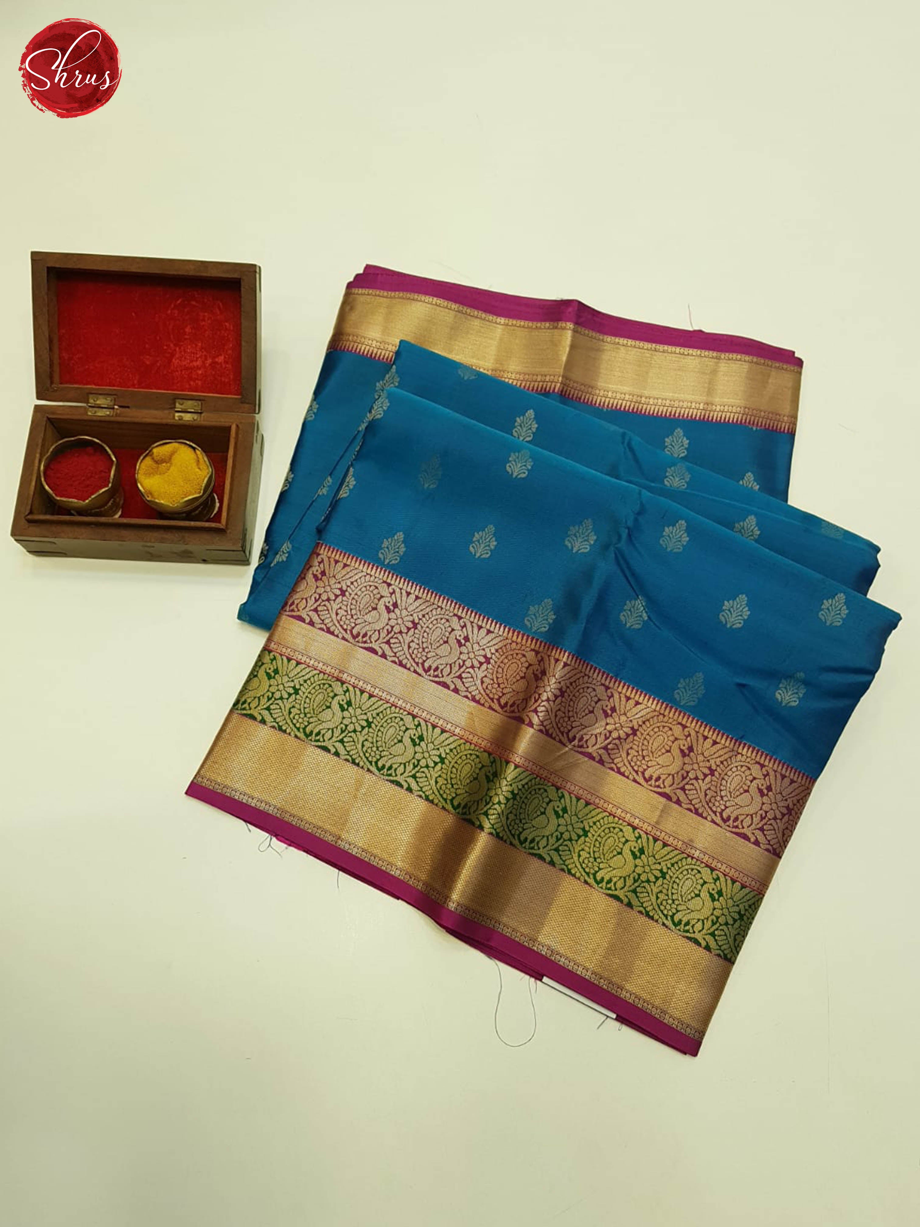 Blue And Wine-Kanchipuram Silk saree - Shop on ShrusEternity.com