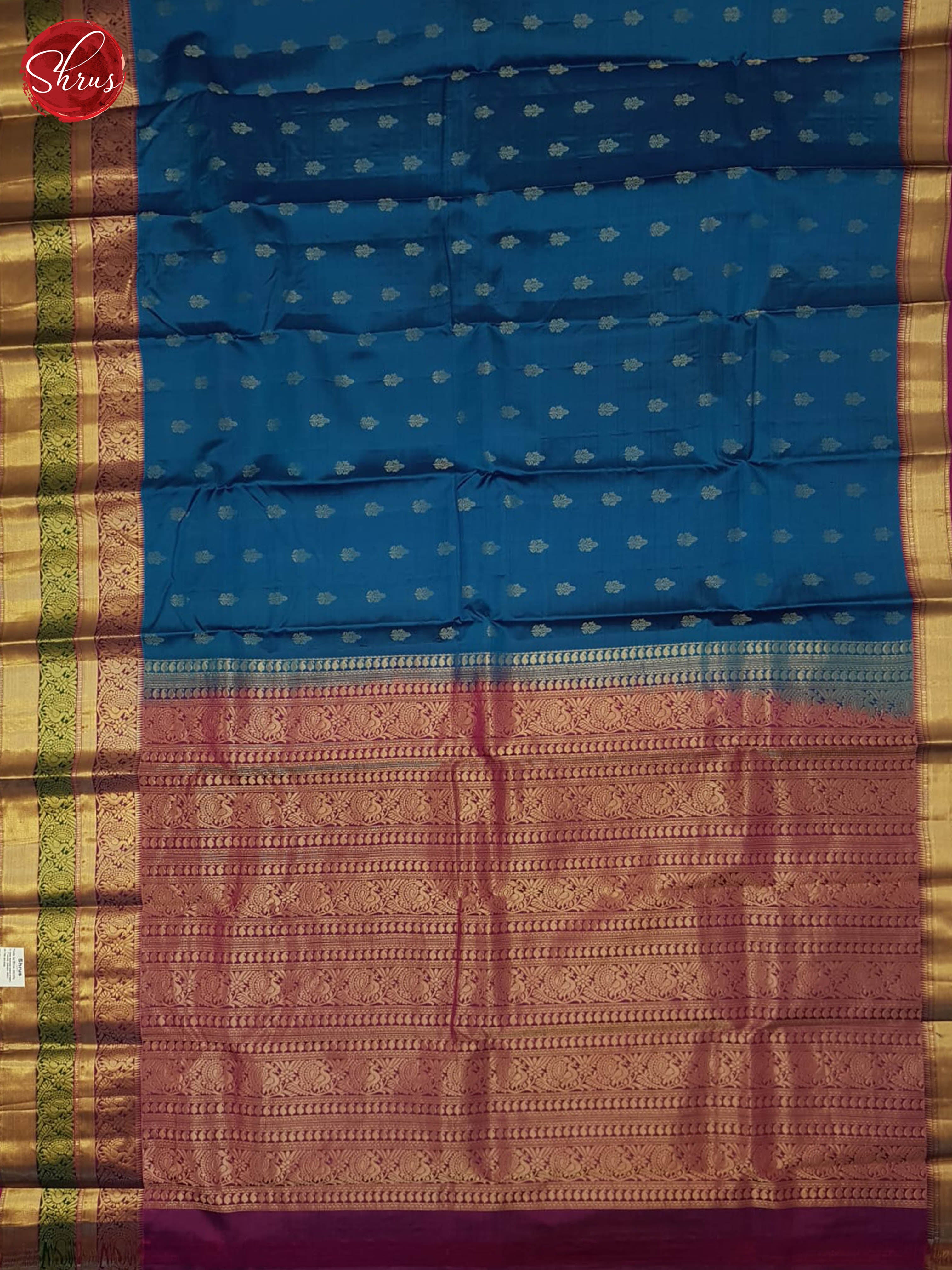 Blue And Wine-Kanchipuram Silk saree - Shop on ShrusEternity.com