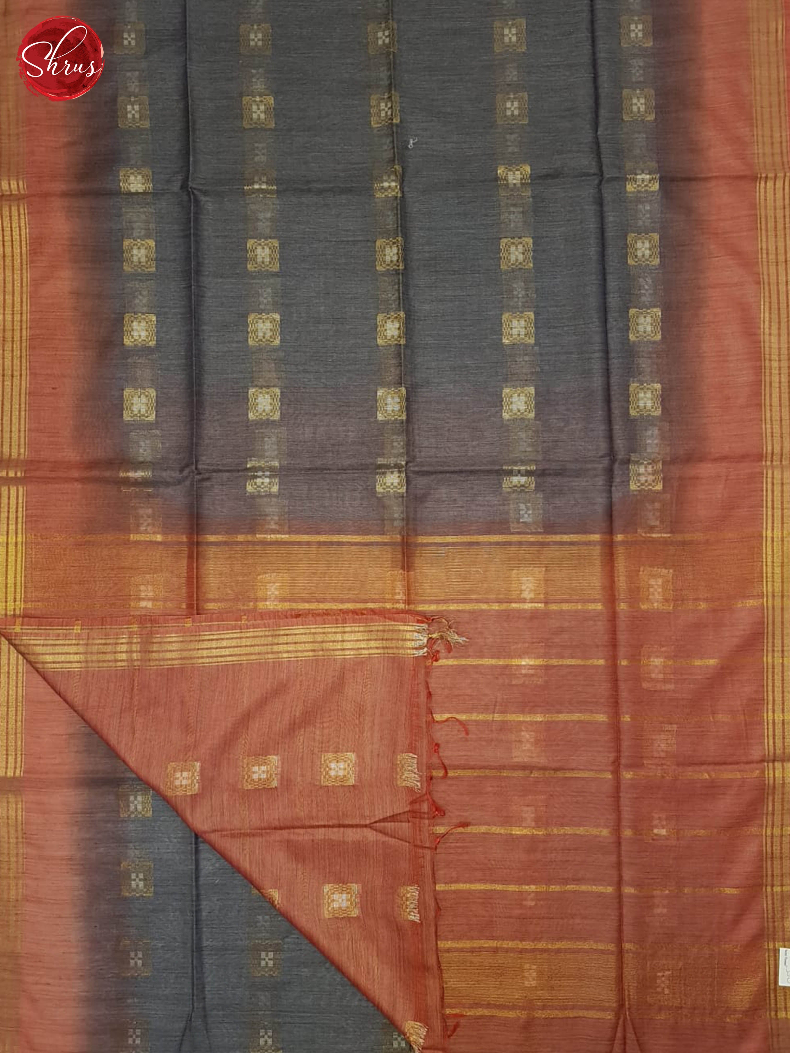 Light Grey  & Brick - Semi Tussar Saree - Shop on ShrusEternity.com