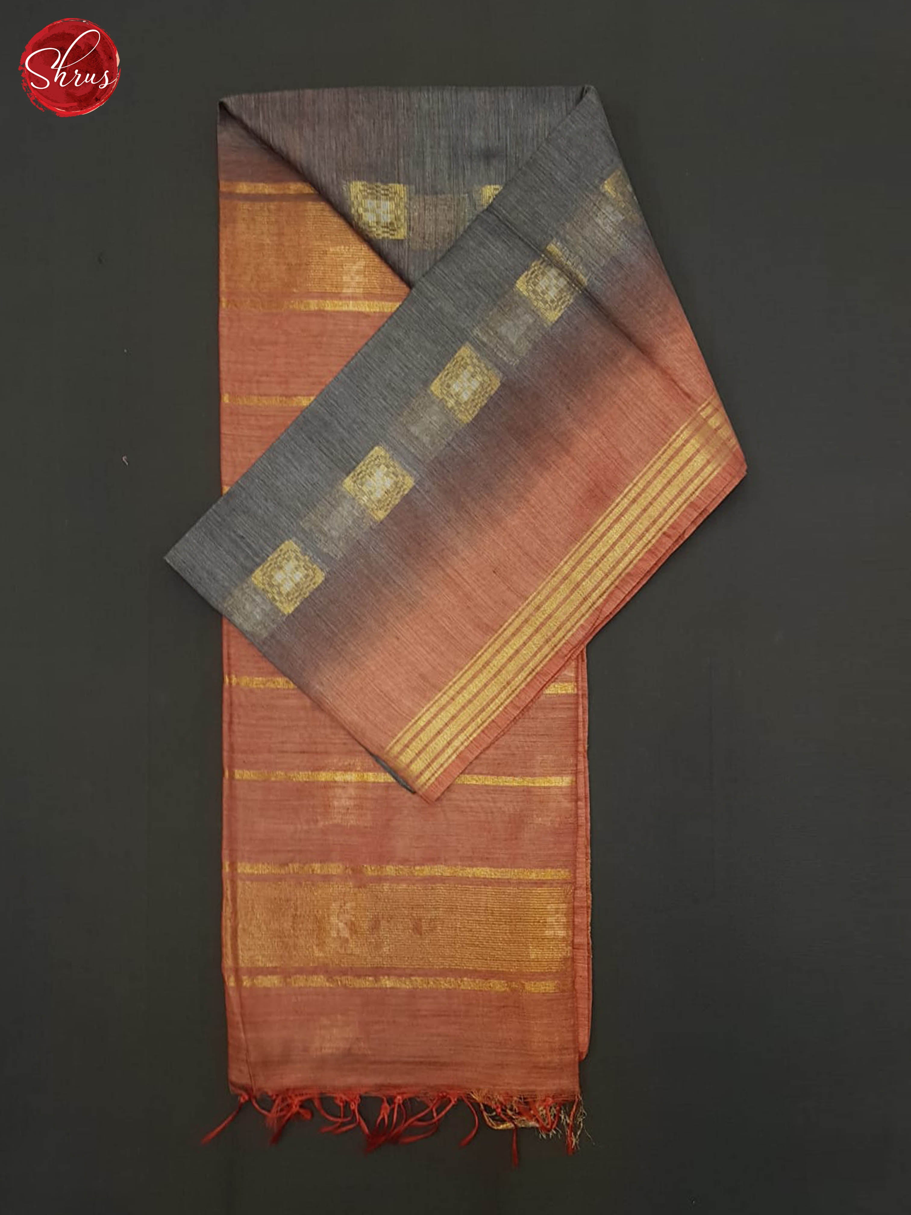 Light Grey  & Brick - Semi Tussar Saree - Shop on ShrusEternity.com