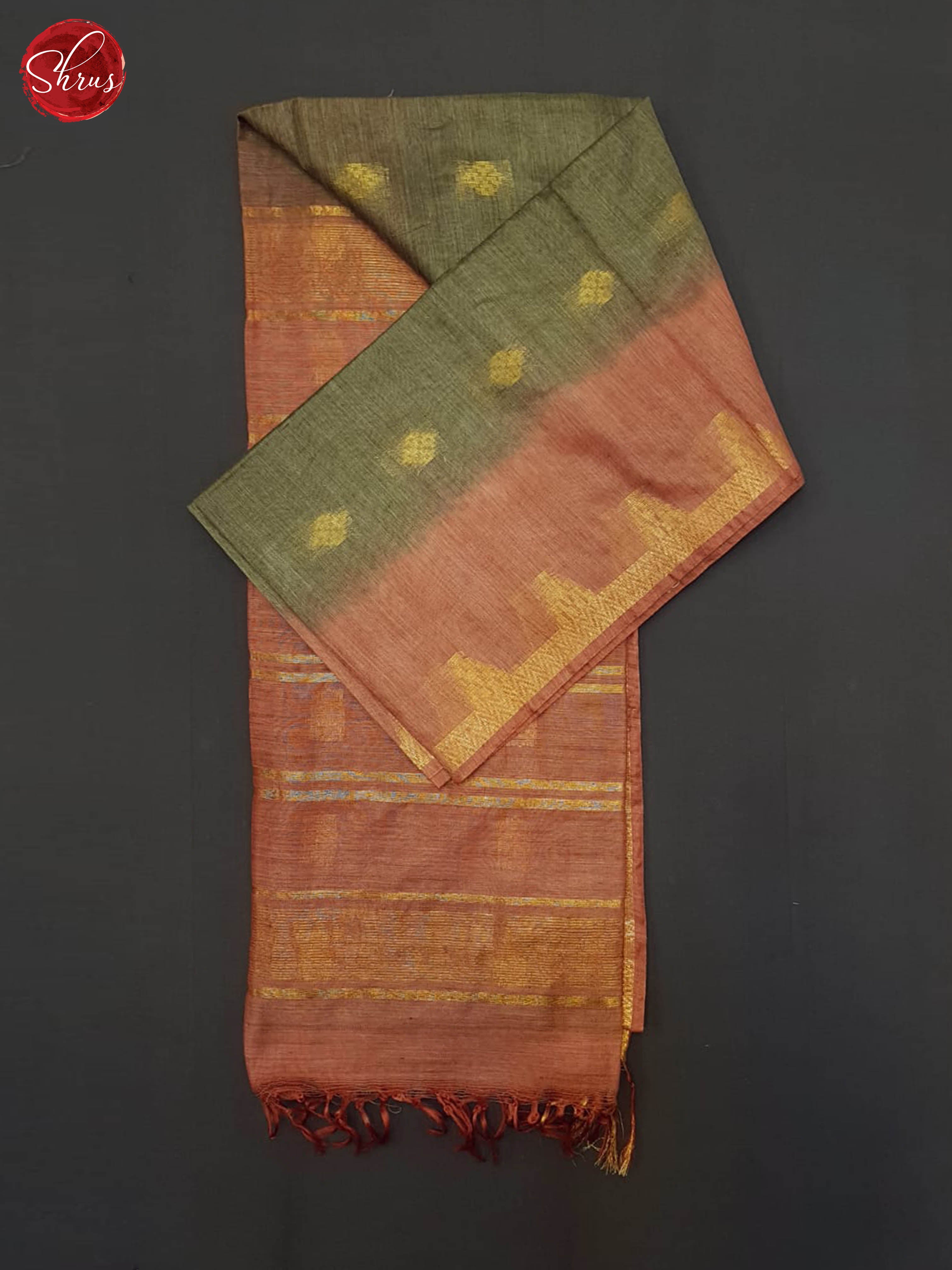 Green & Pale Orange - Semi Tussar Saree - Shop on ShrusEternity.com