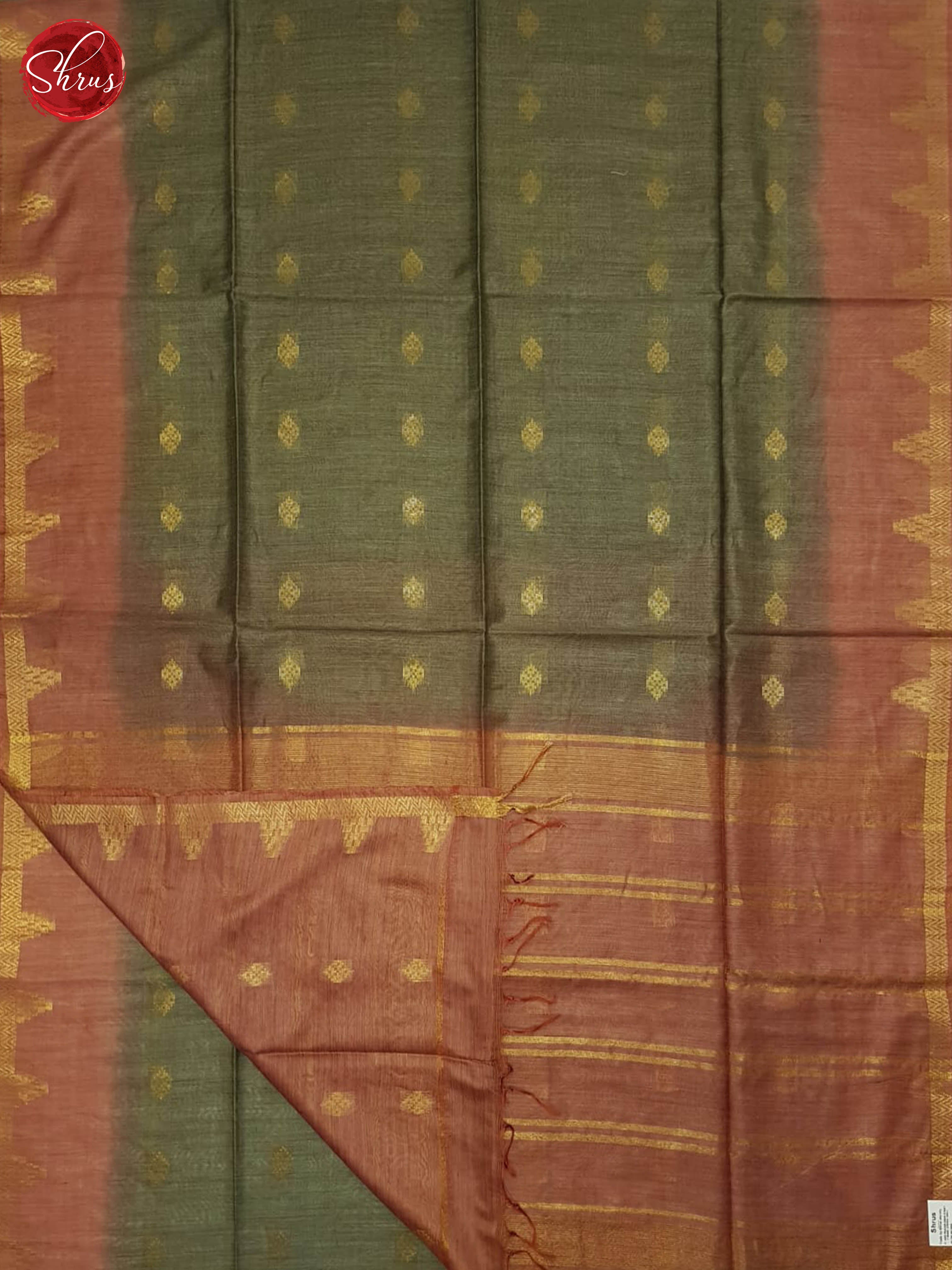 Green & Pale Orange - Semi Tussar Saree - Shop on ShrusEternity.com