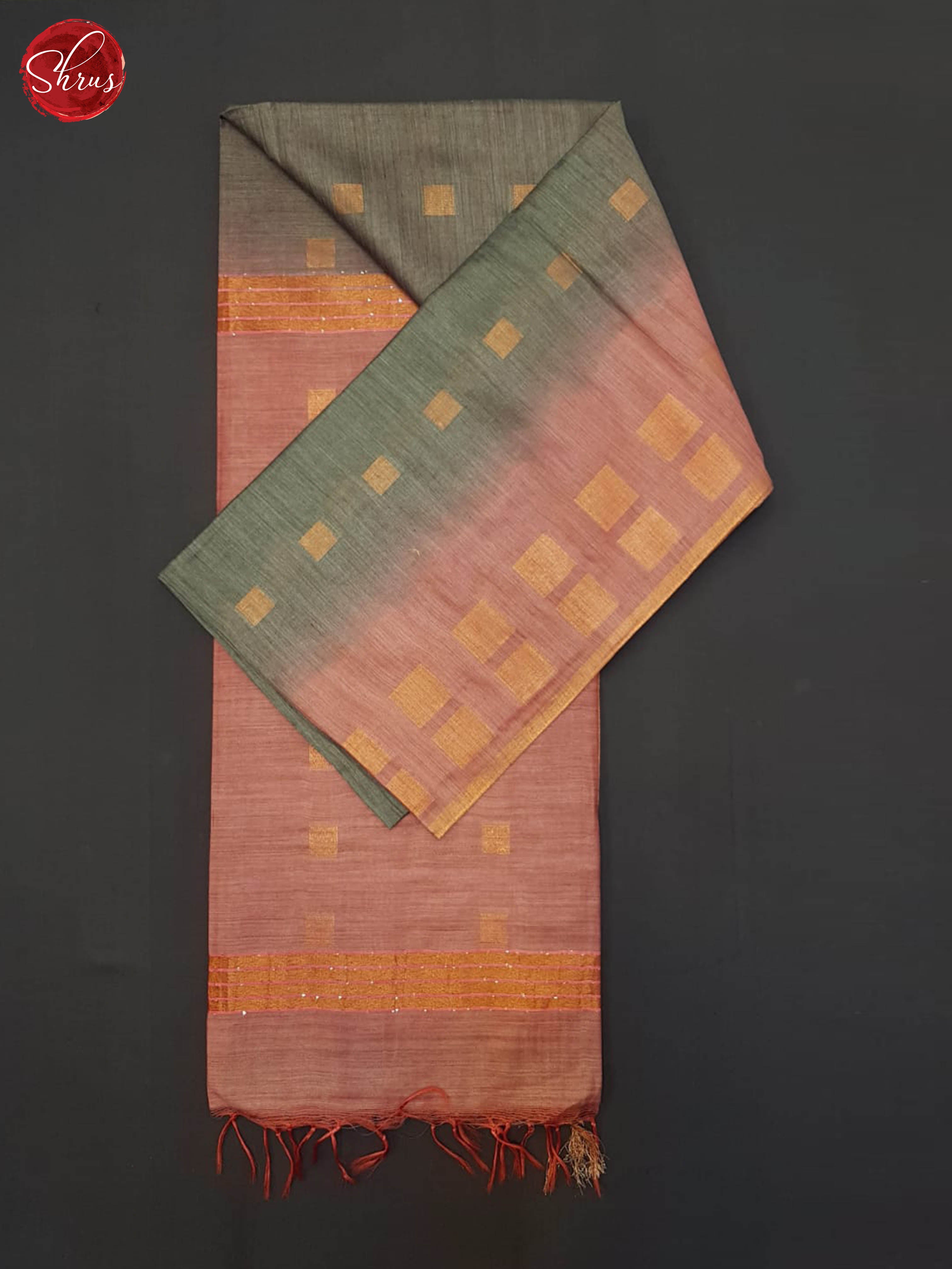 Grey & Pink - Semi Tussar Saree - Shop on ShrusEternity.com