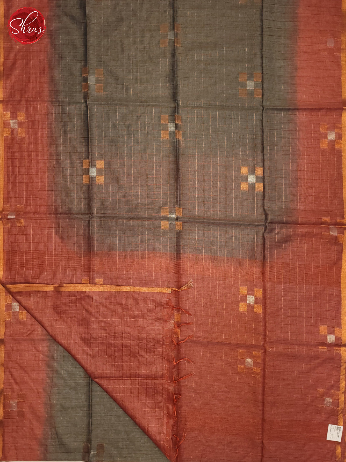 Grey & Red - Semi Tussar Saree - Shop on ShrusEternity.com