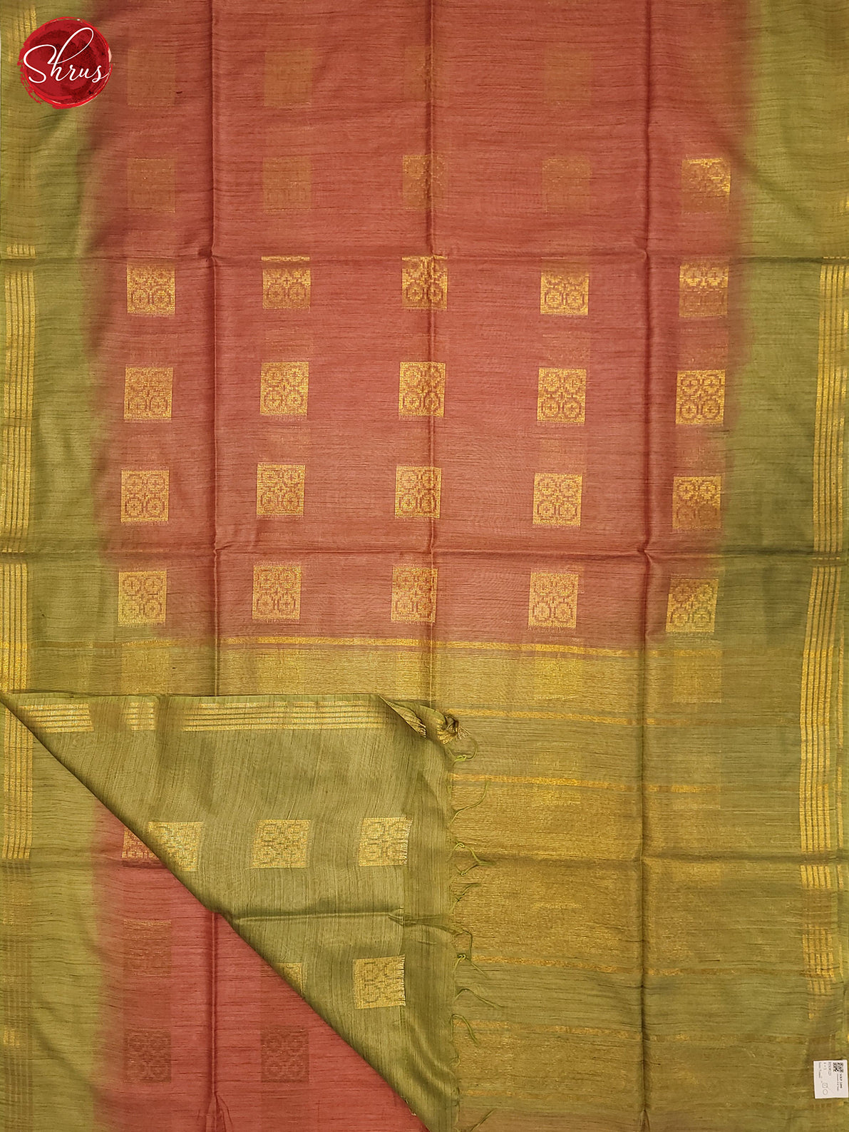 Peach & Green - Semi Tussar Saree - Shop on ShrusEternity.com