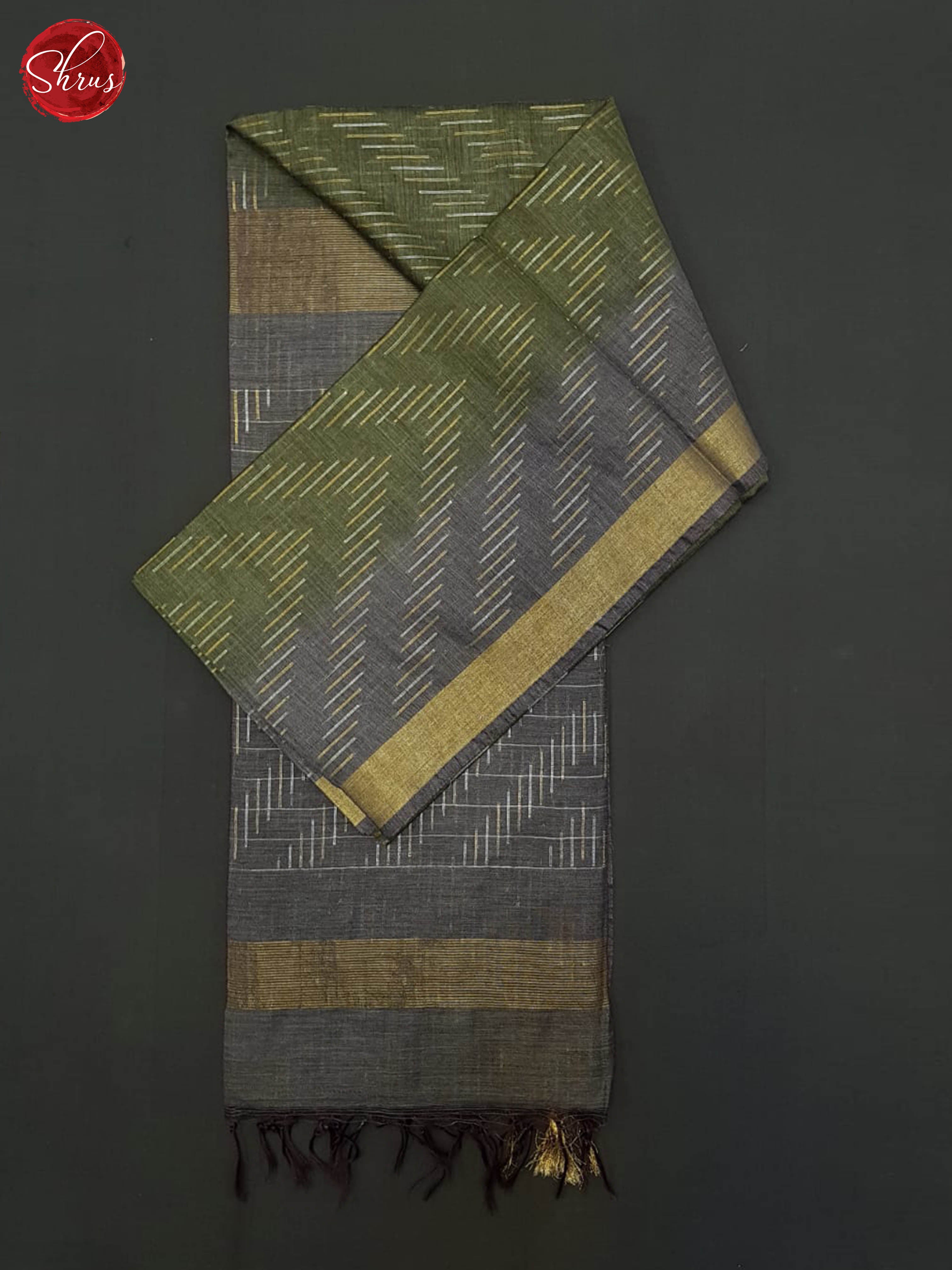 Green & Bluish Grey - Semi Tussar Saree - Shop on ShrusEternity.com