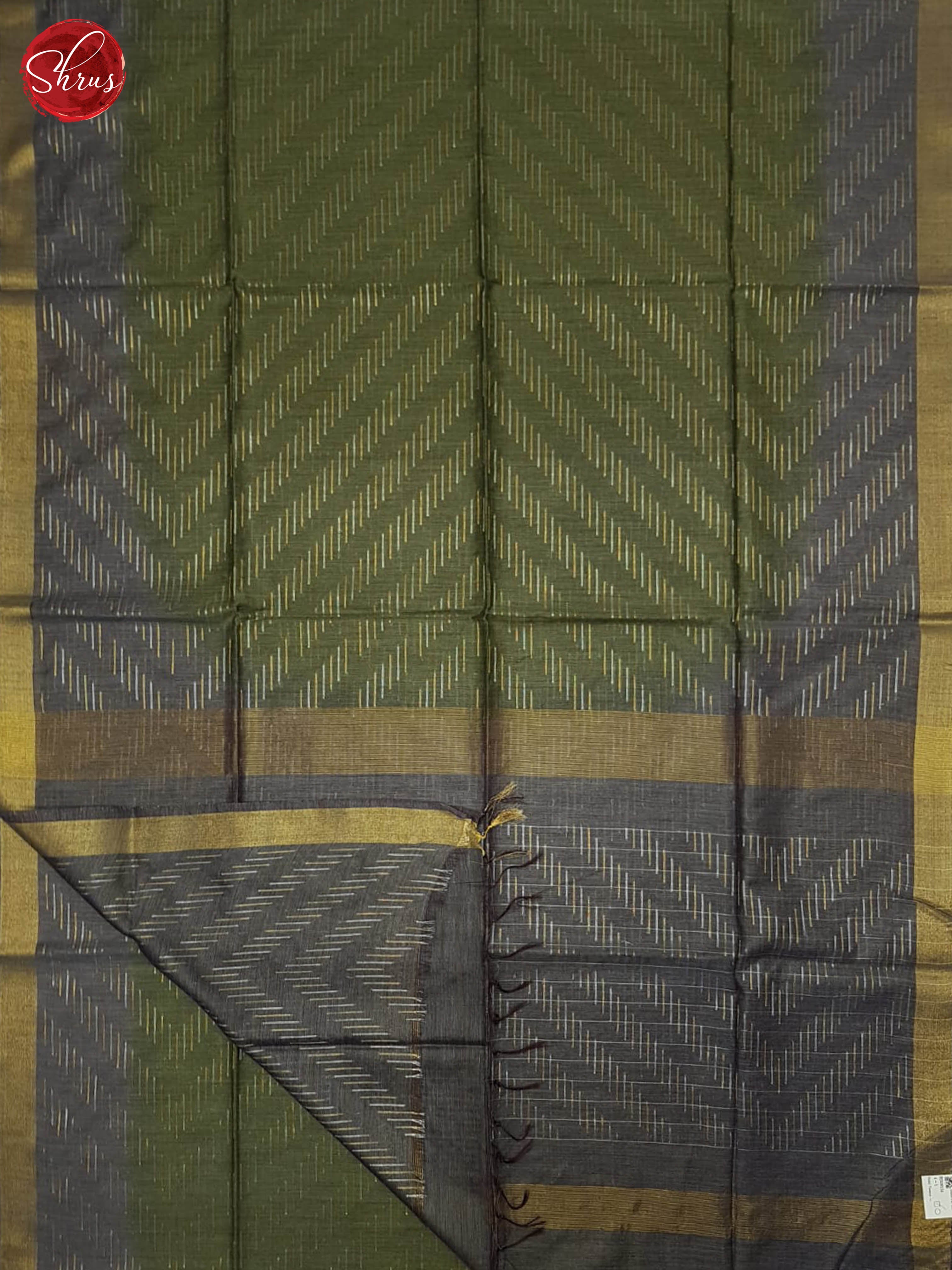 Green & Bluish Grey - Semi Tussar Saree - Shop on ShrusEternity.com