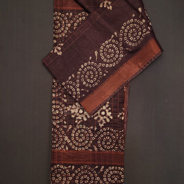 Brown & White Coloured Beautiful Hand Block printed Women Daily/Party –  Royskart