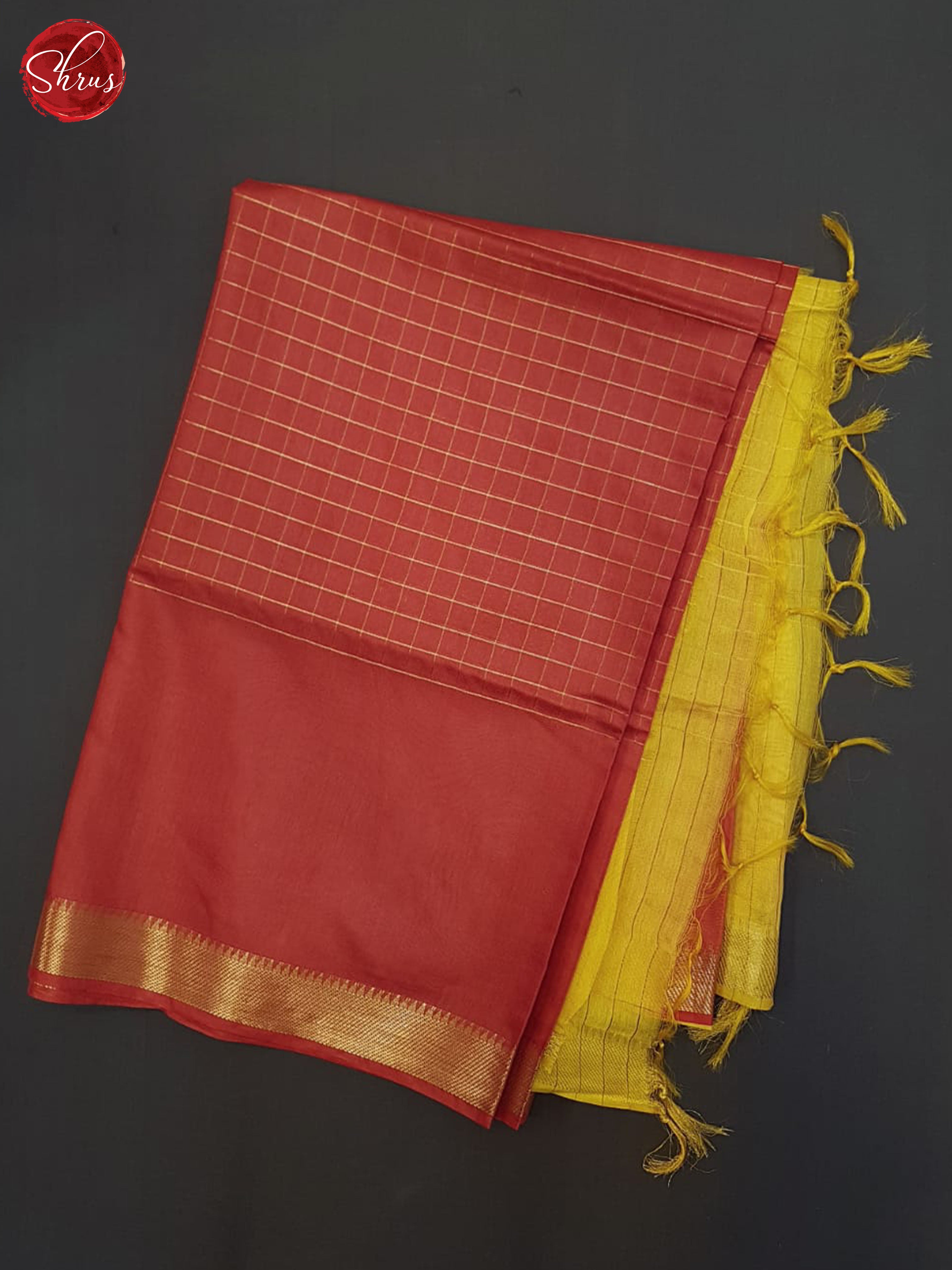 Red & Yellow- Semi Tussar Saree - Shop on ShrusEternity.com