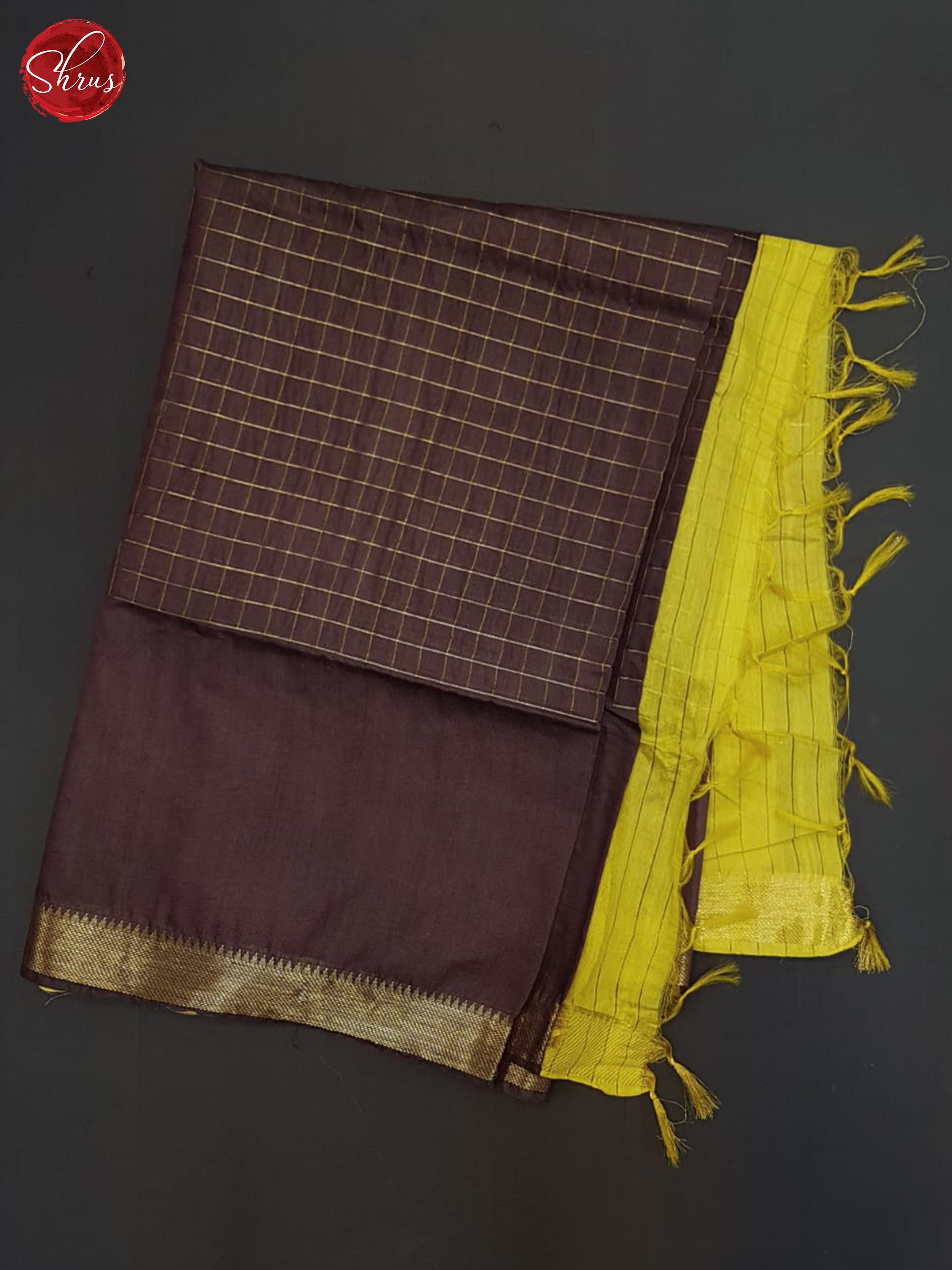 Brown & Yellow - Semi Tussar Saree - Shop on ShrusEternity.com