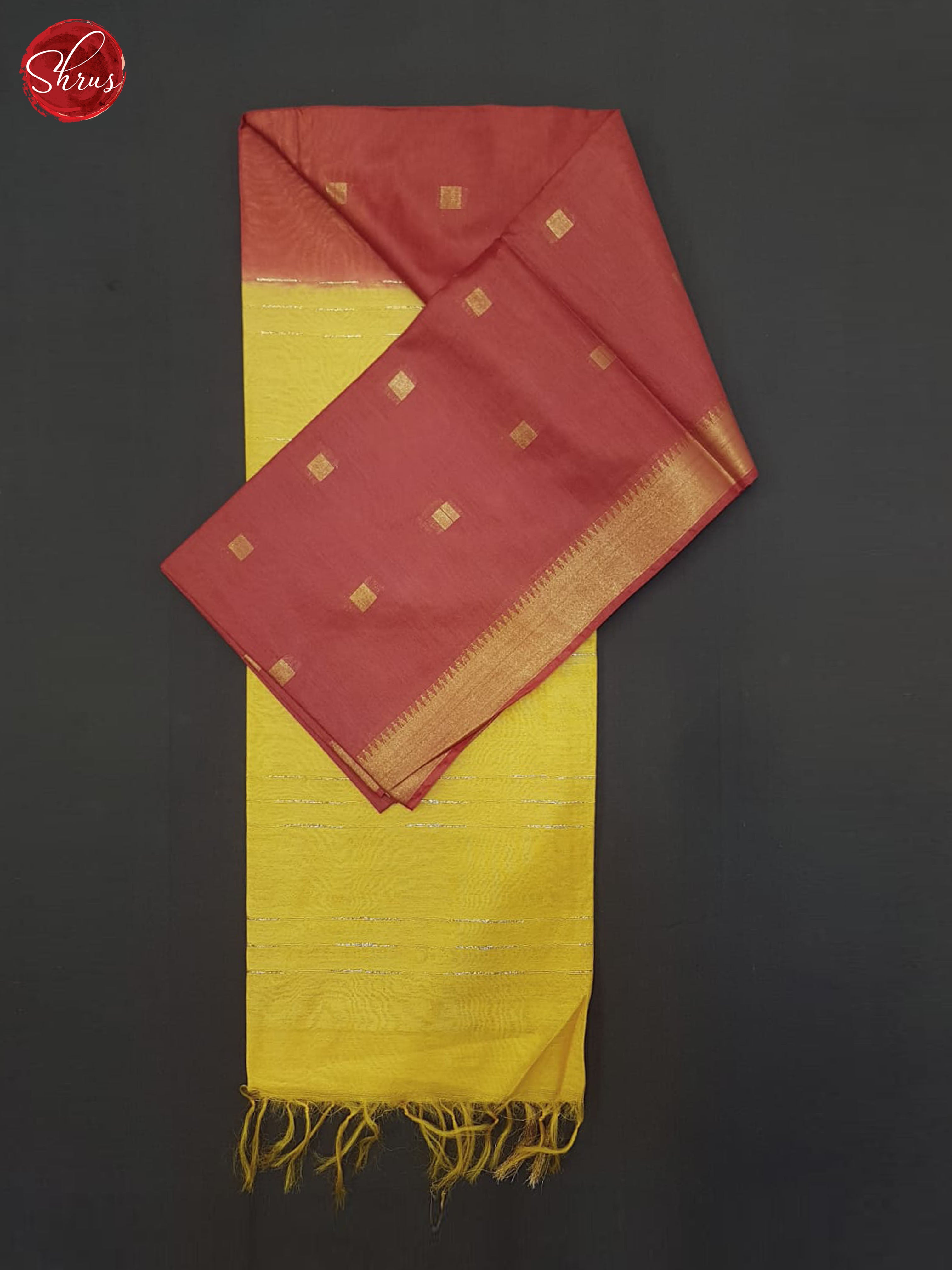 Red & Yellow - Semi Tussar Saree - Shop on ShrusEternity.com