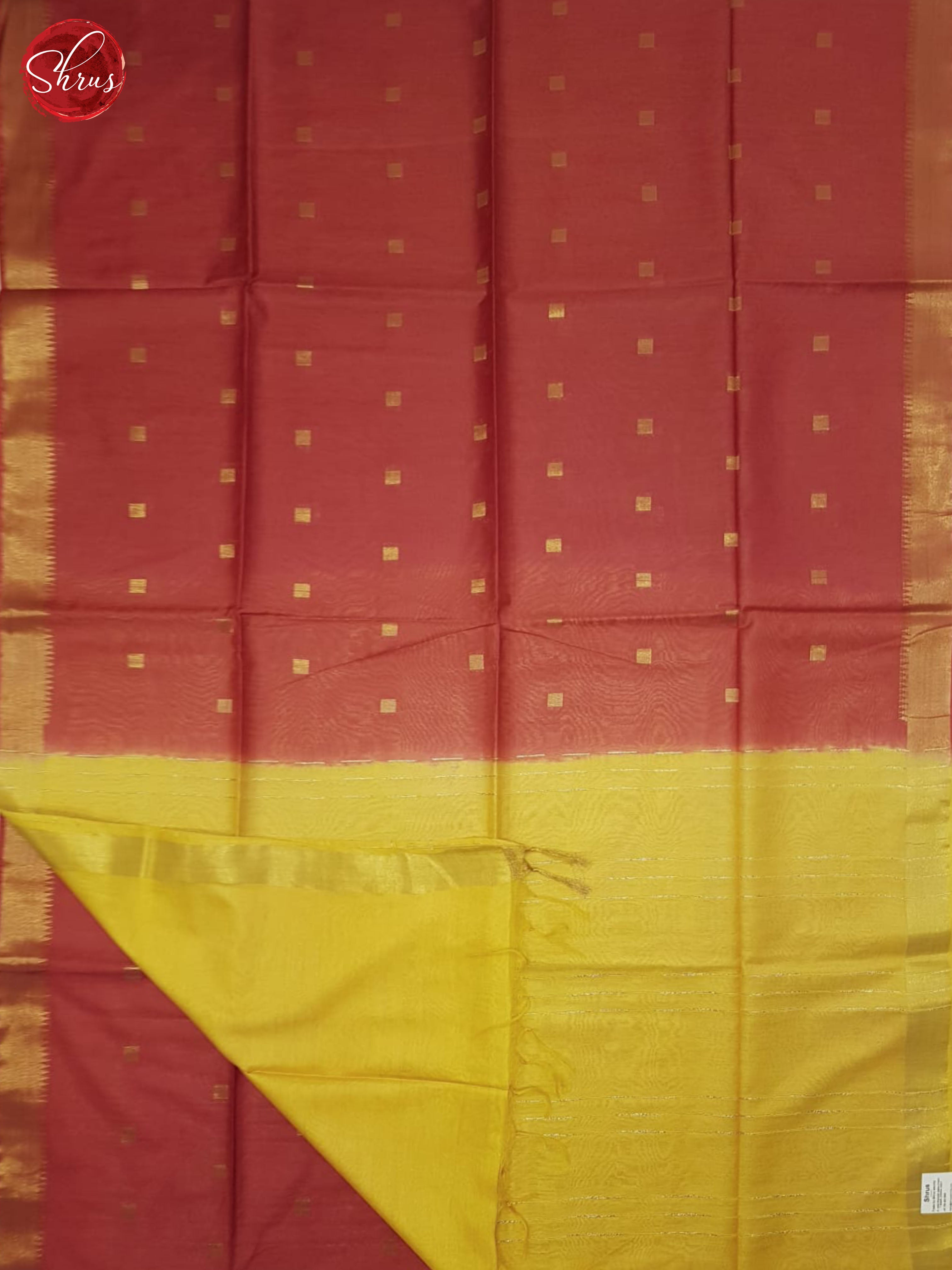 Red & Yellow - Semi Tussar Saree - Shop on ShrusEternity.com